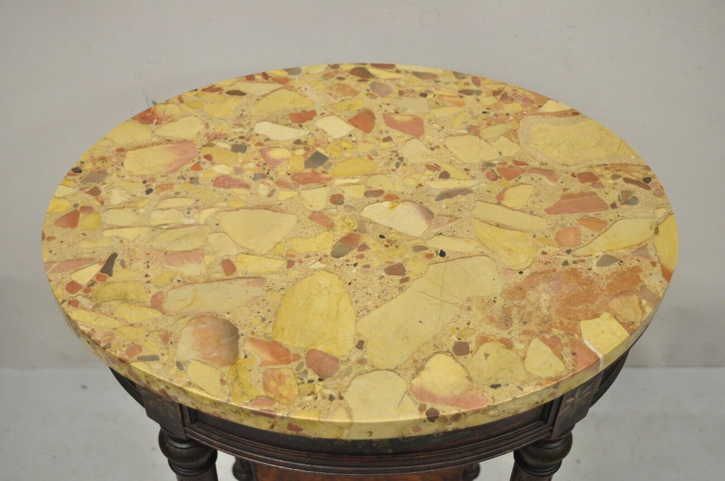 Vintage French Louis XVI Style Victorian Oval Marble Top Accent Side Table
