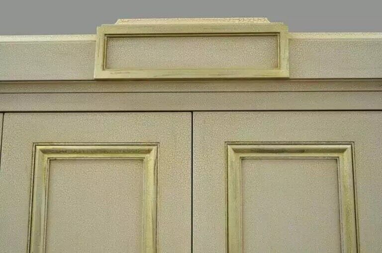 Decca French Neoclassical Louis XVI Style Cream & Gold Bar Cabinet Buffet (A)