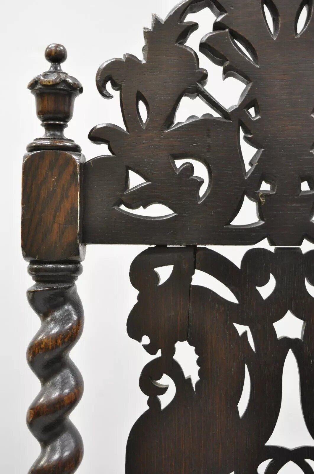 Antique 19th C. Renaissance Revival Carved Walnut Figural Throne Side Chair