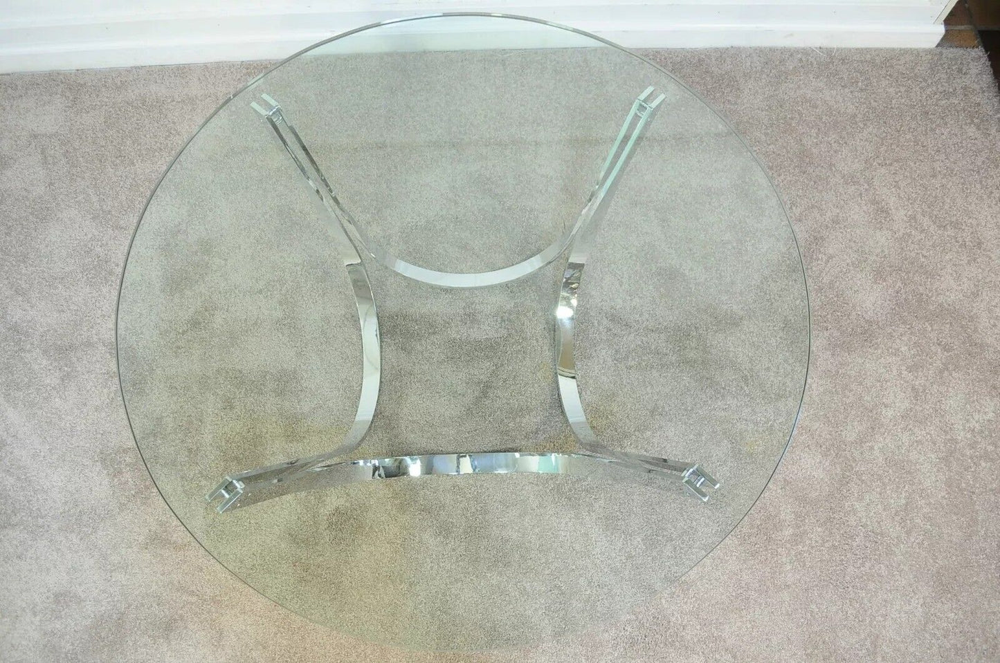 Tri-Mark Chrome Plated Steel Round Coffee Table after Roger Sprunger for Dunbar
