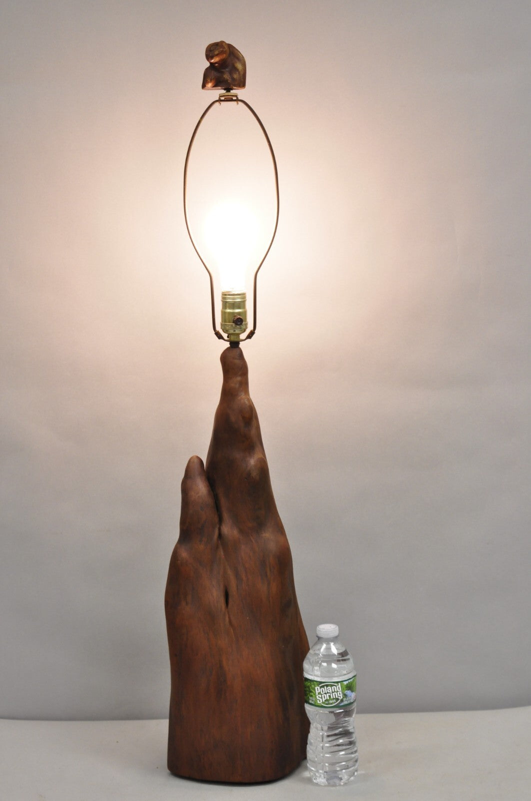 Vintage Mid Century Modern Sculpted Teak Root Wood Driftwood Organic Table Lamp