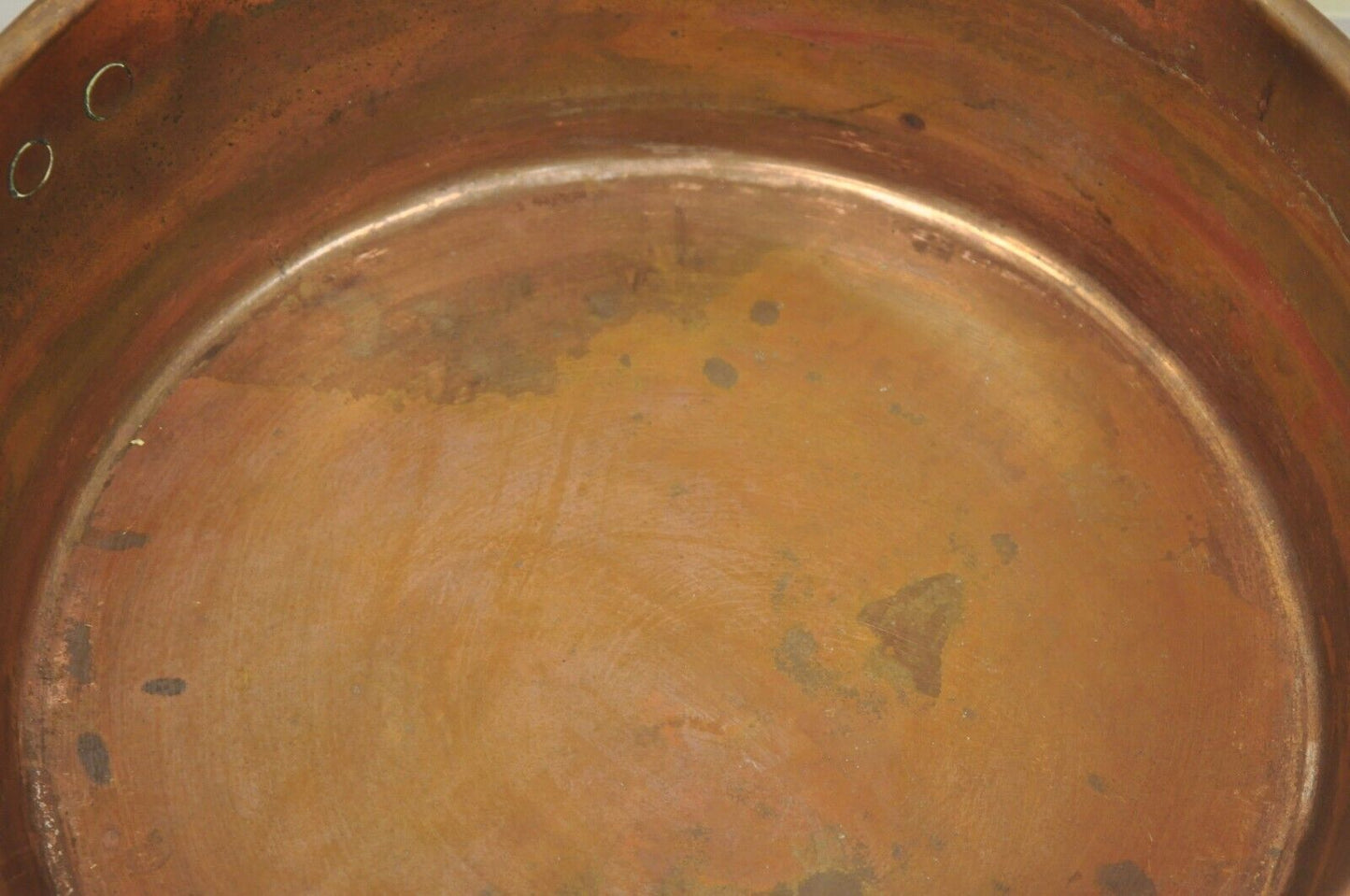 Antique Hand Forged Copper Cauldron Pot Twin Handles 12" Diameter