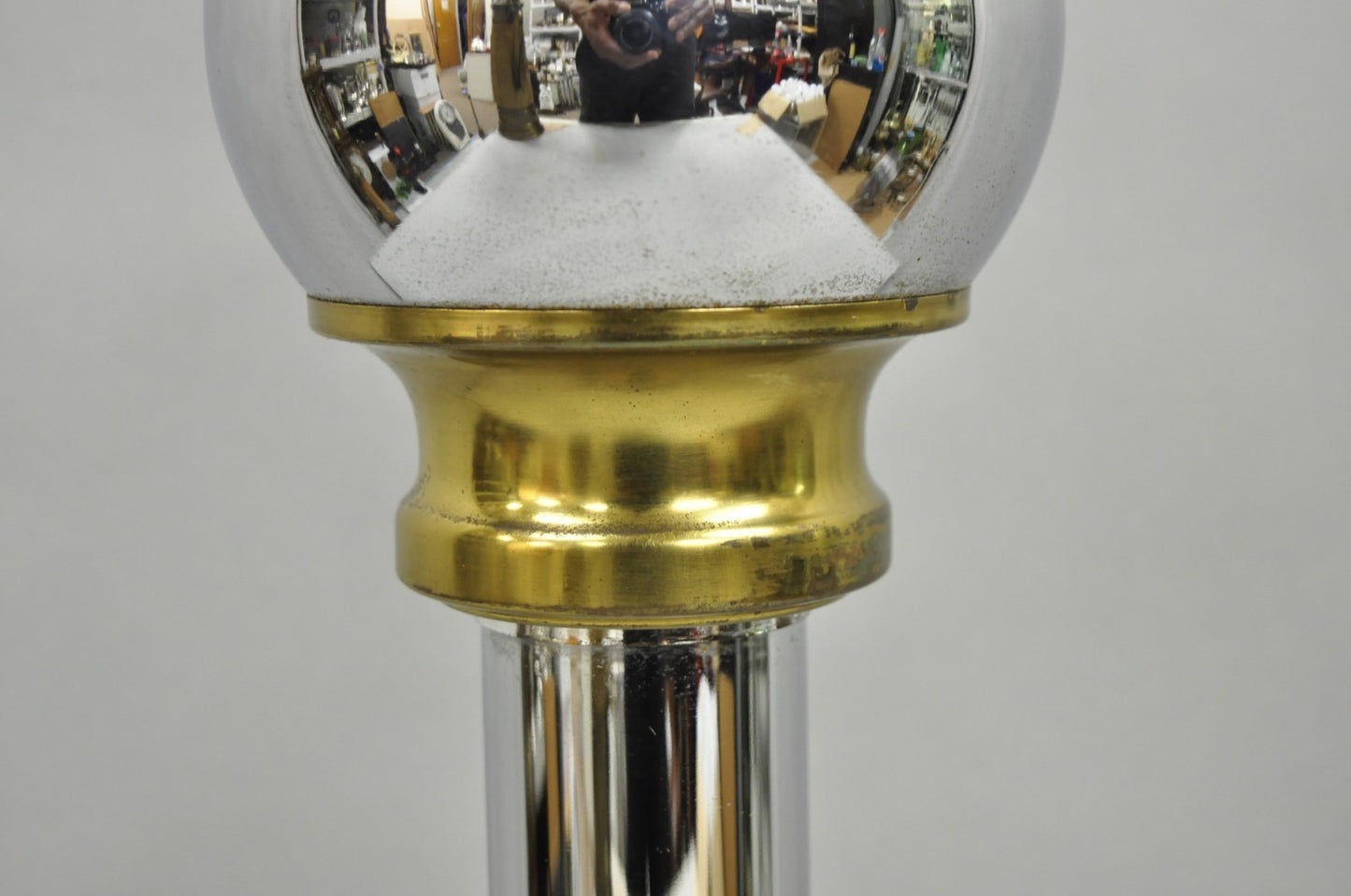 Vintage Mid Century Modern Chrome Ball & Column George Kovacs Style Table Lamp