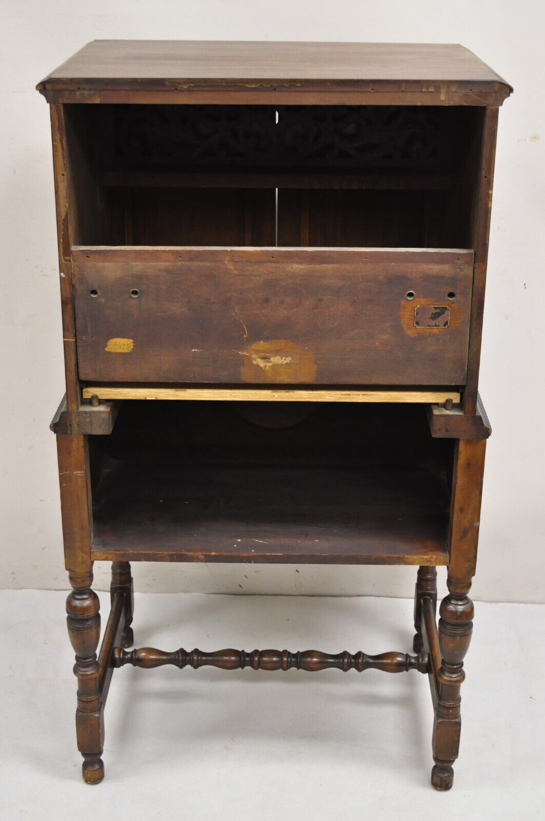 Antique William and Mary Style Walnut Small Radio Cabinet by Radio Art Cabinets