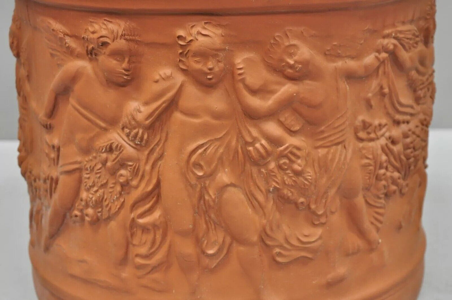 Large Italian Bitossi Red Terracotta Cherub Putti Garden Planter Flower Pot