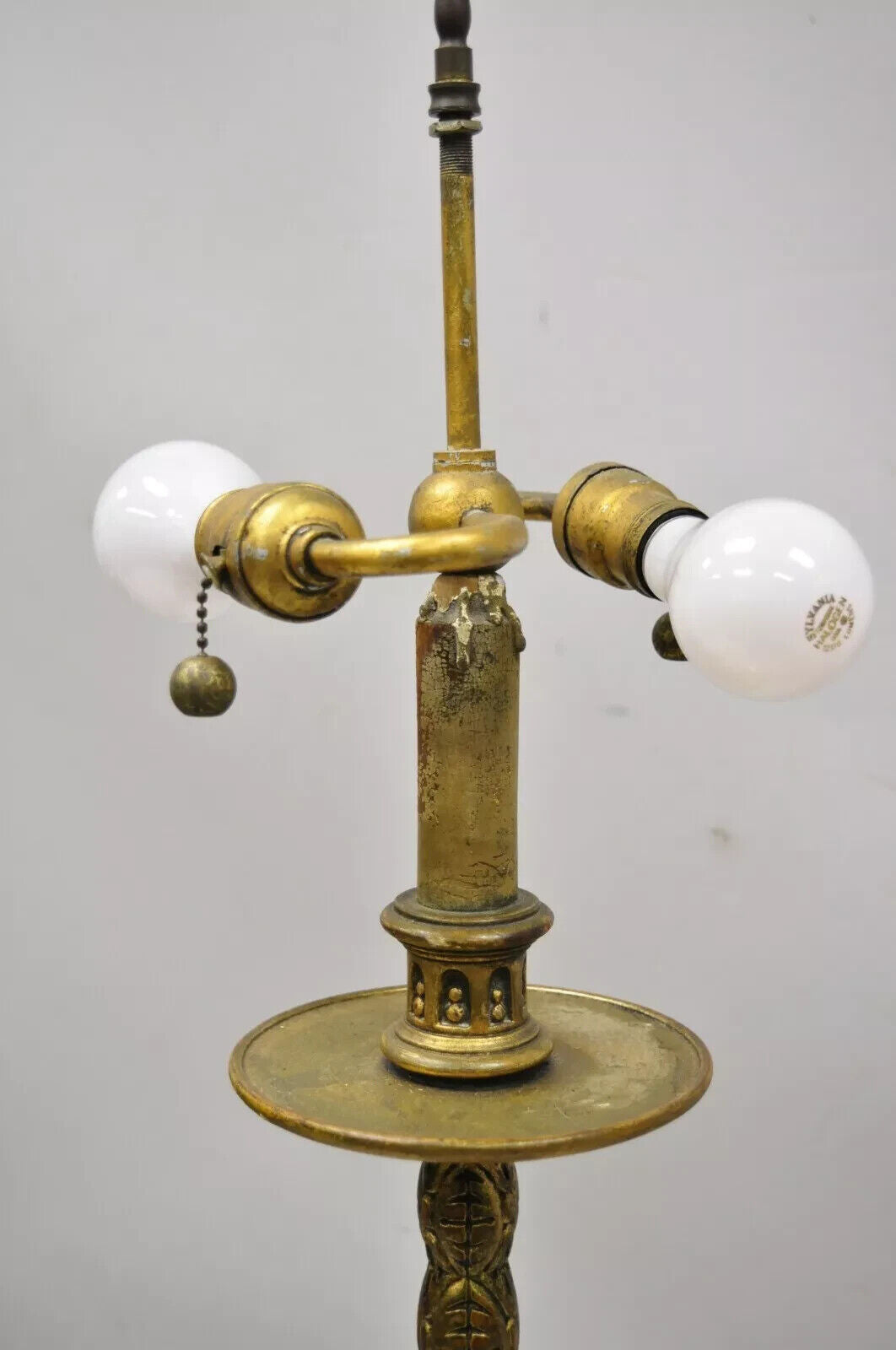 Vintage Italian Gold Gilt Wood Carved Candle Candelabra Florentine Table Lamp