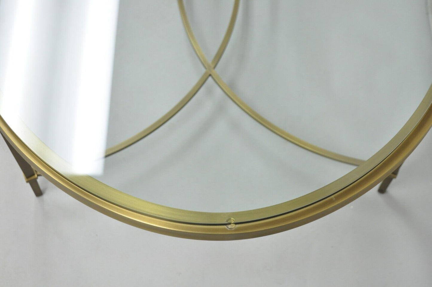 Thomas Pheasant for Baker Modern Oval Glass Top Brass Cocktail Coffee Table