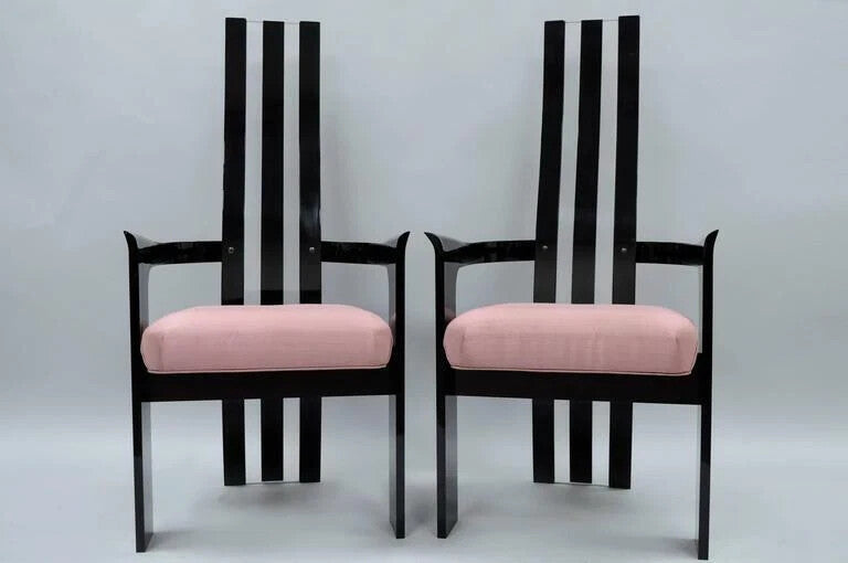 Mid Century Modern Black Lucite Sculptural Dining Chairs by Hill Mfg - Set of 6