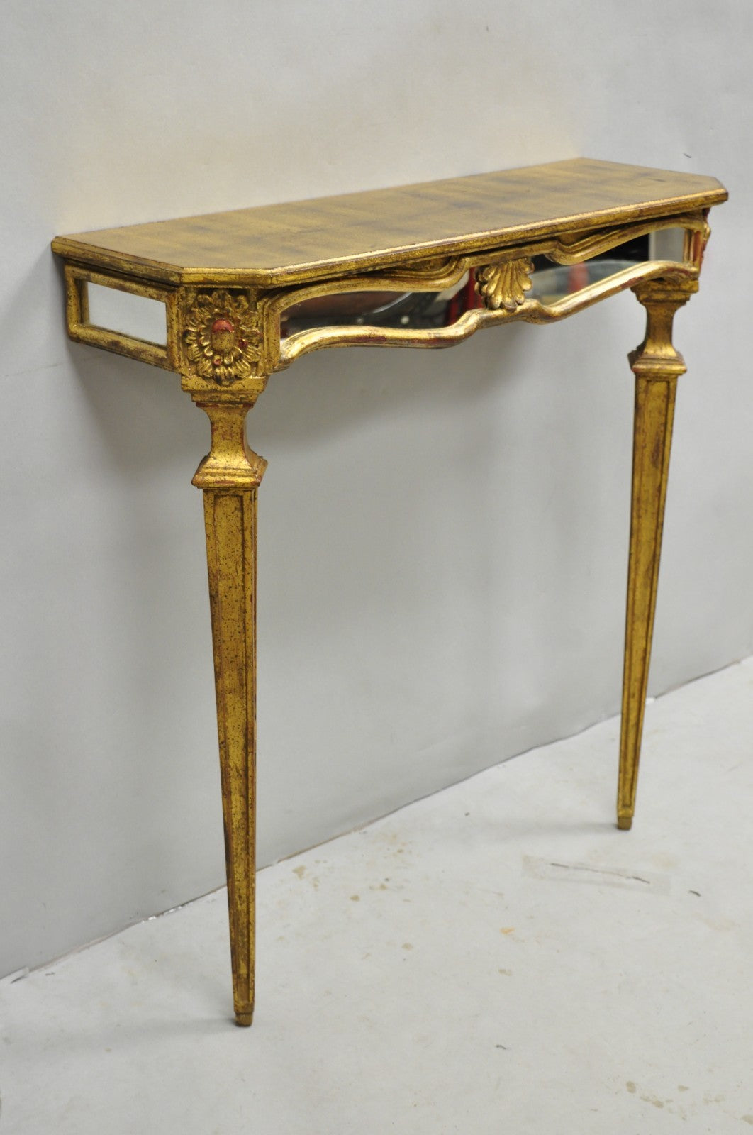 Vintage Italian Venetian Hollywood Regency Gold Gilt Small Wall Console Table