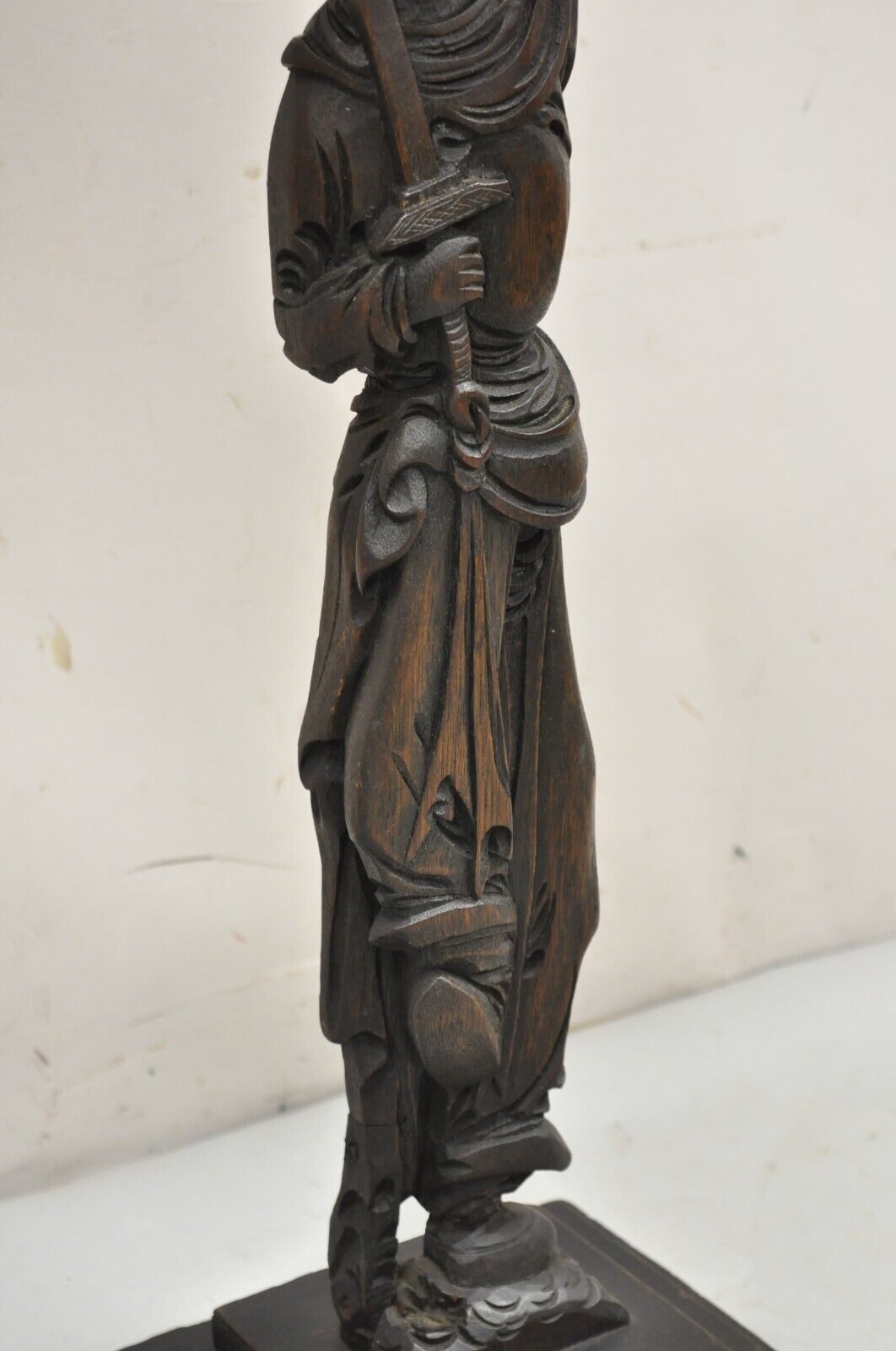 Antique Japanese Samurai Warrior Figural Carved Wood Smoking Stand Side Table