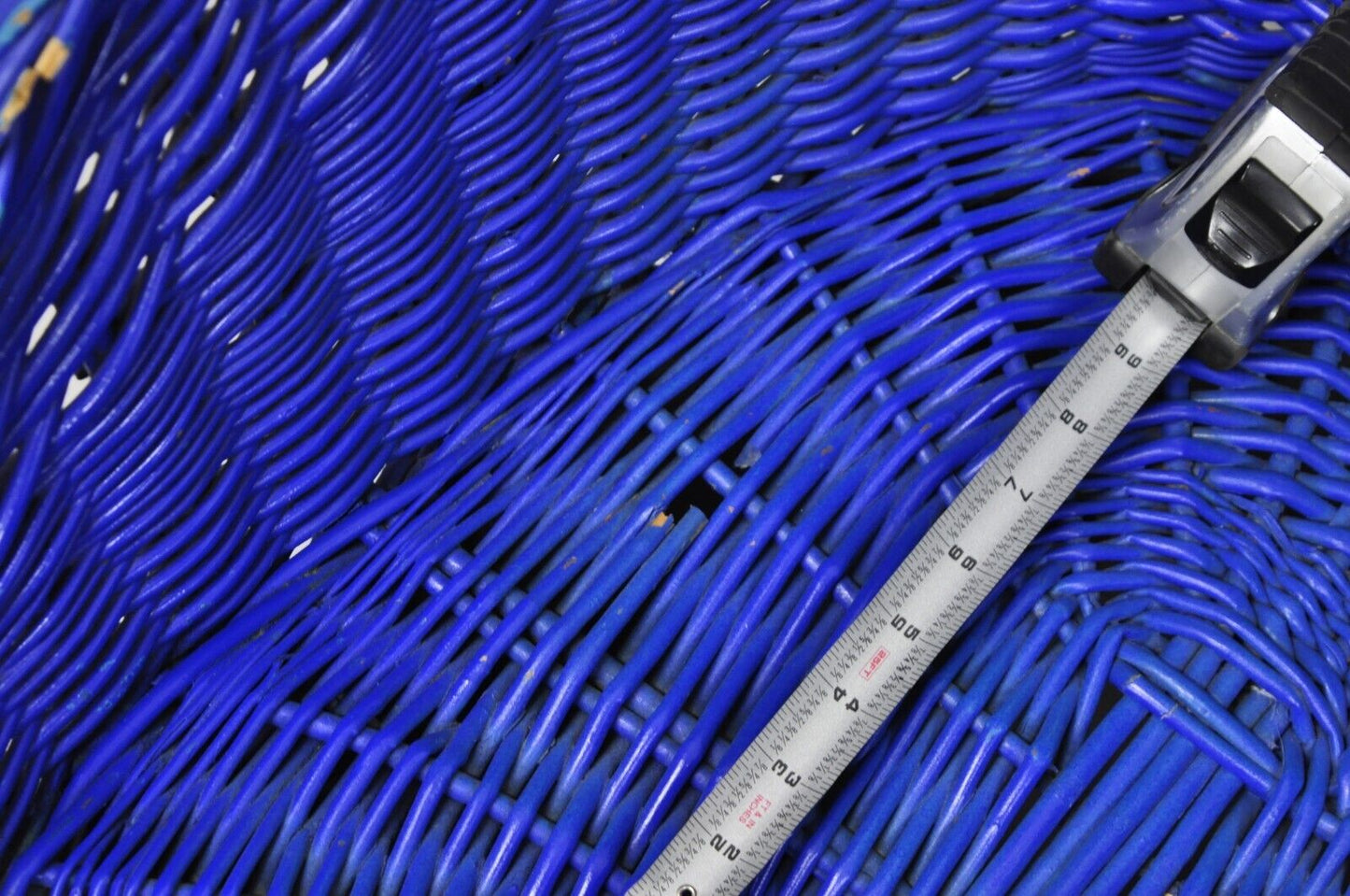 Vintage Mid Century Modern Blue Painted Wicker Rattan Pod Club Chairs - a Pair