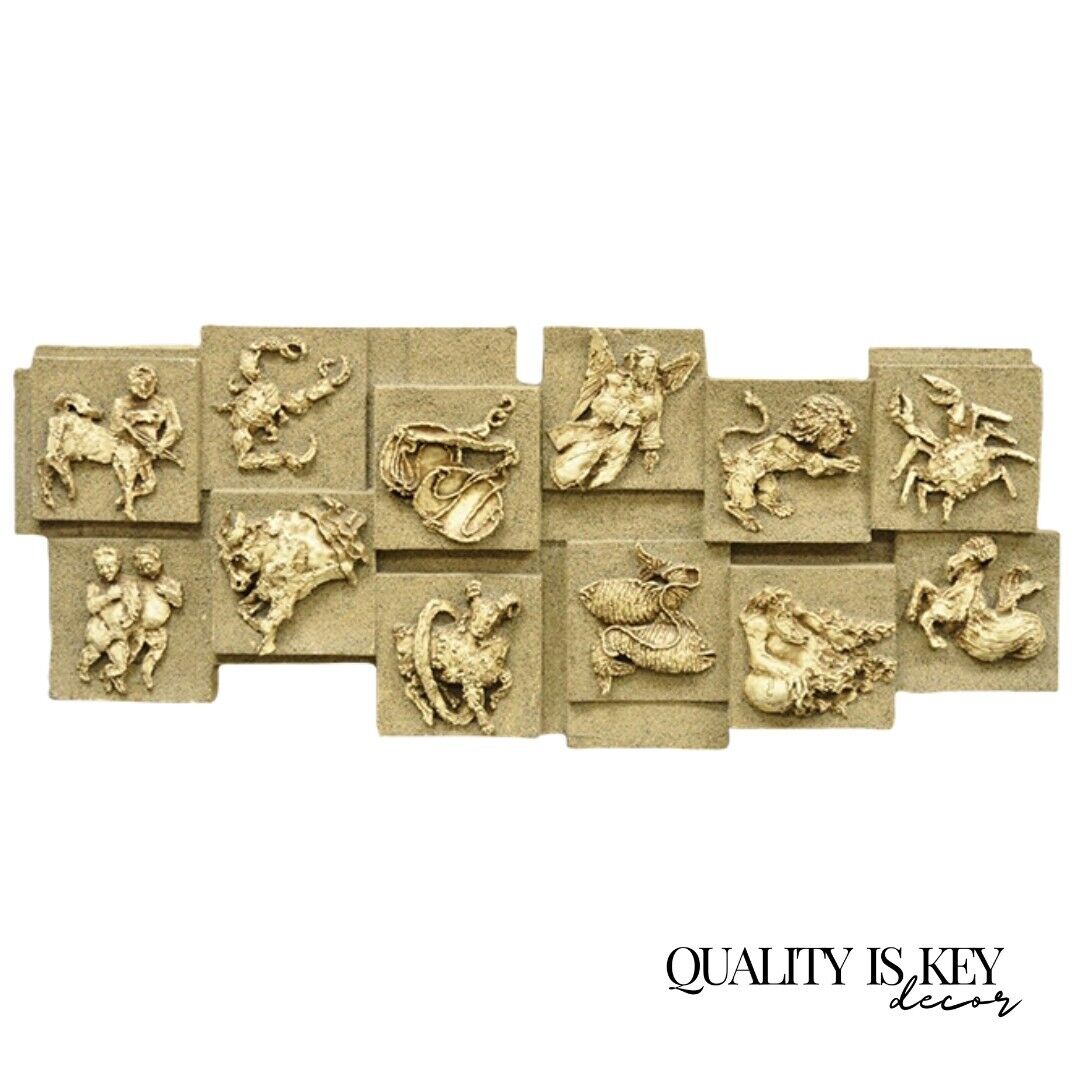 Vintage Finesse Originals 1970s Brutalist Figural Zodiac Wall Sculpture