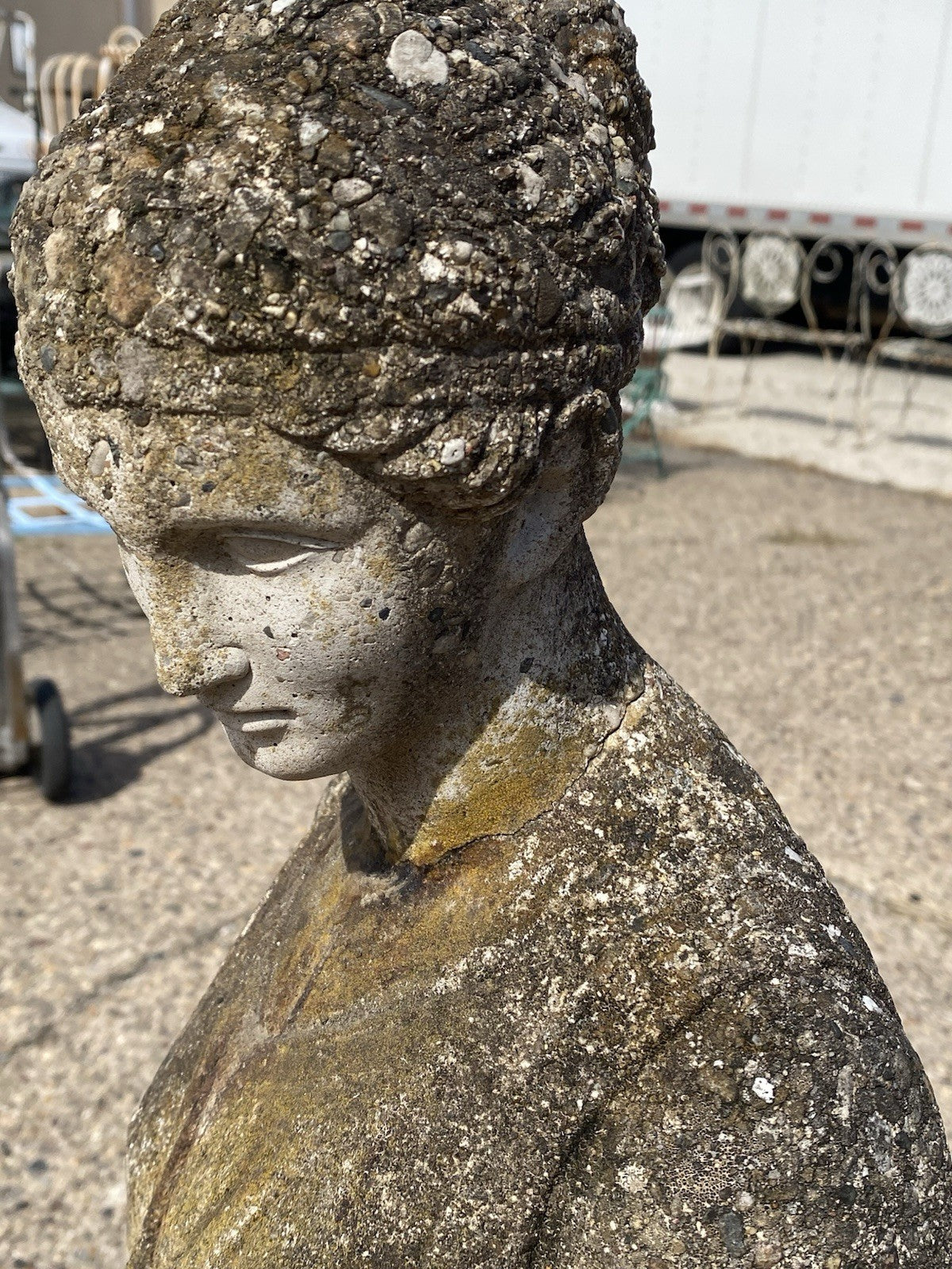 Vintage Greek Classical Goddess Hebe Concrete Stone 40" Garden Statue Figure