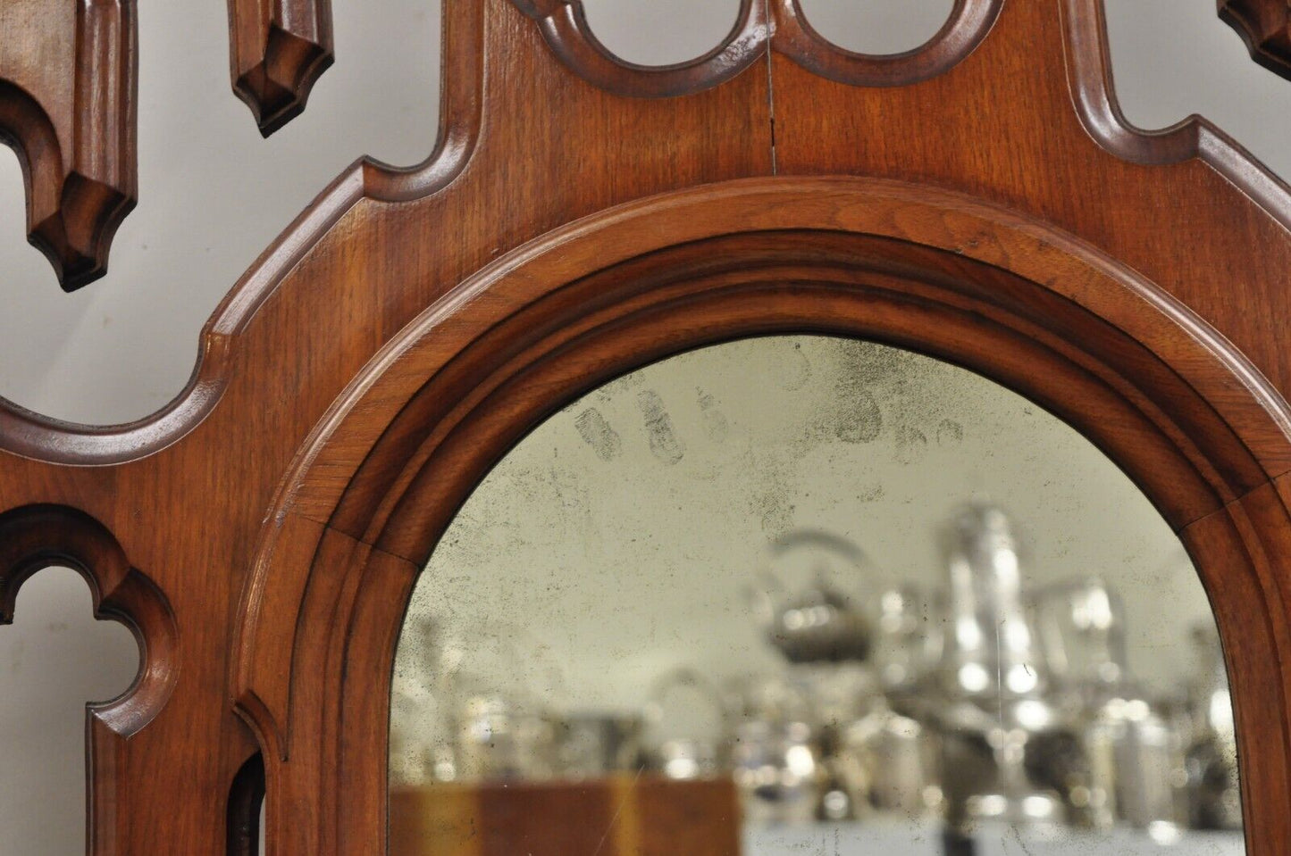 Antique Eastlake Victorian Walnut Coat Hall Tree Umbrella Stand with Mirror
