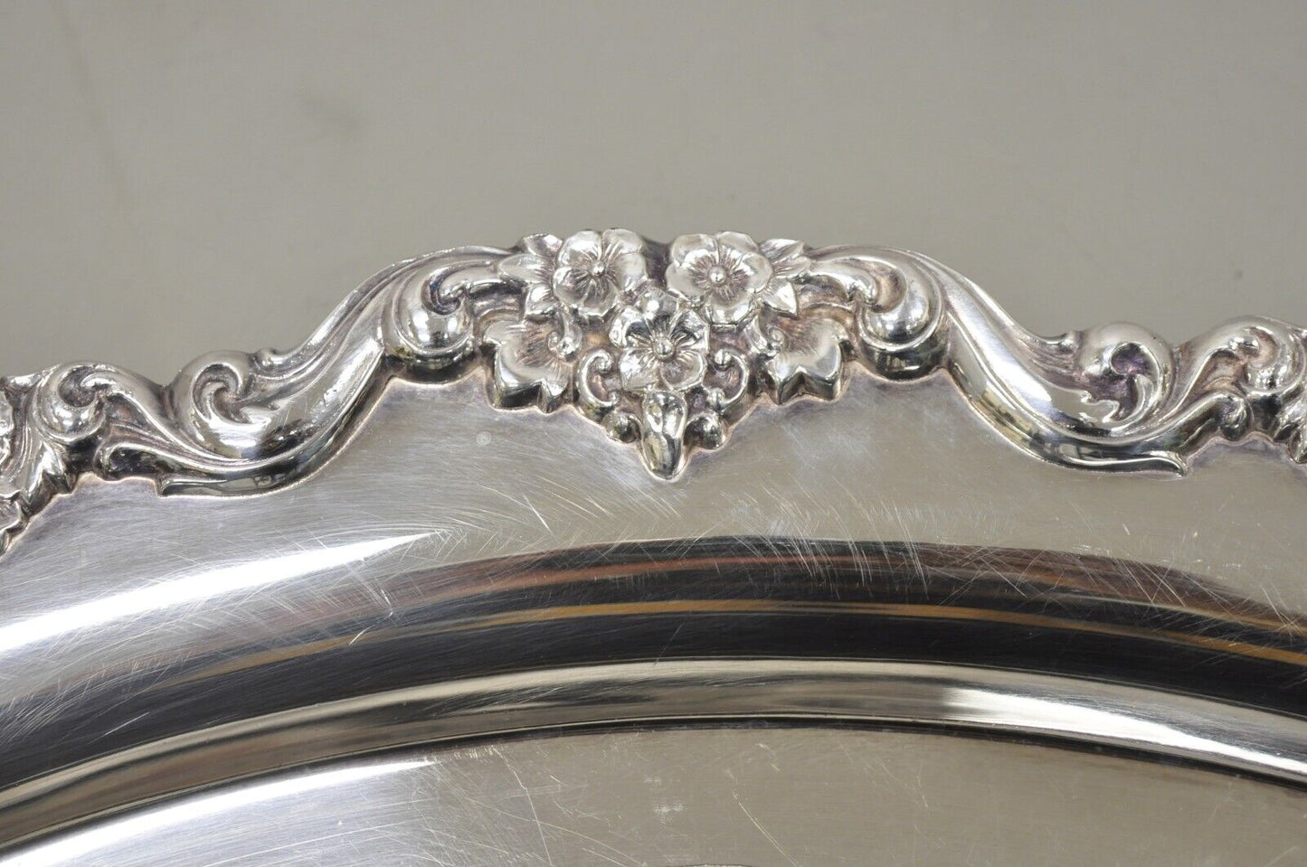 Vintage Poole Silver Co Lancaster Rose 30" Victorian Style Serving Platter Tray
