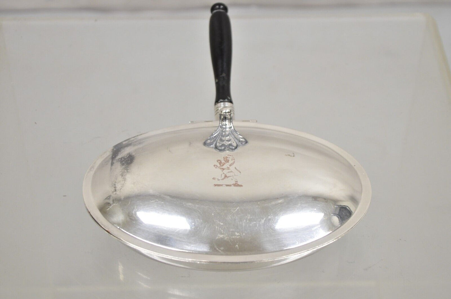 Vintage FB Rogers Silver Plated Silent Butler Crumb Catcher w/ Woodem Handle
