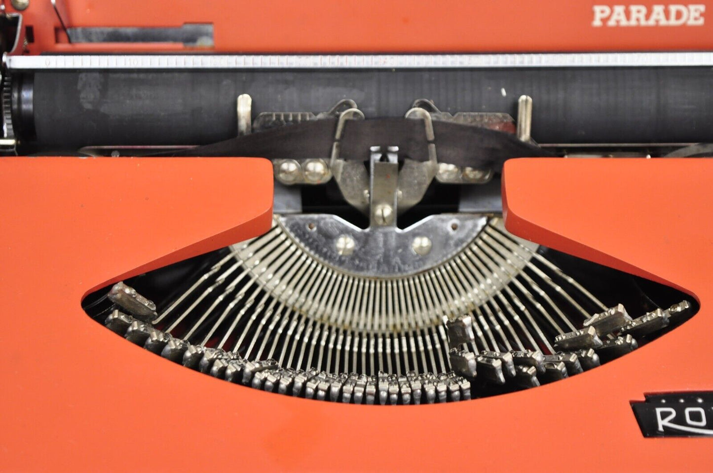 Vintage Royal Holland Parade Coral Red Mid Century Modern Typewriter in Case