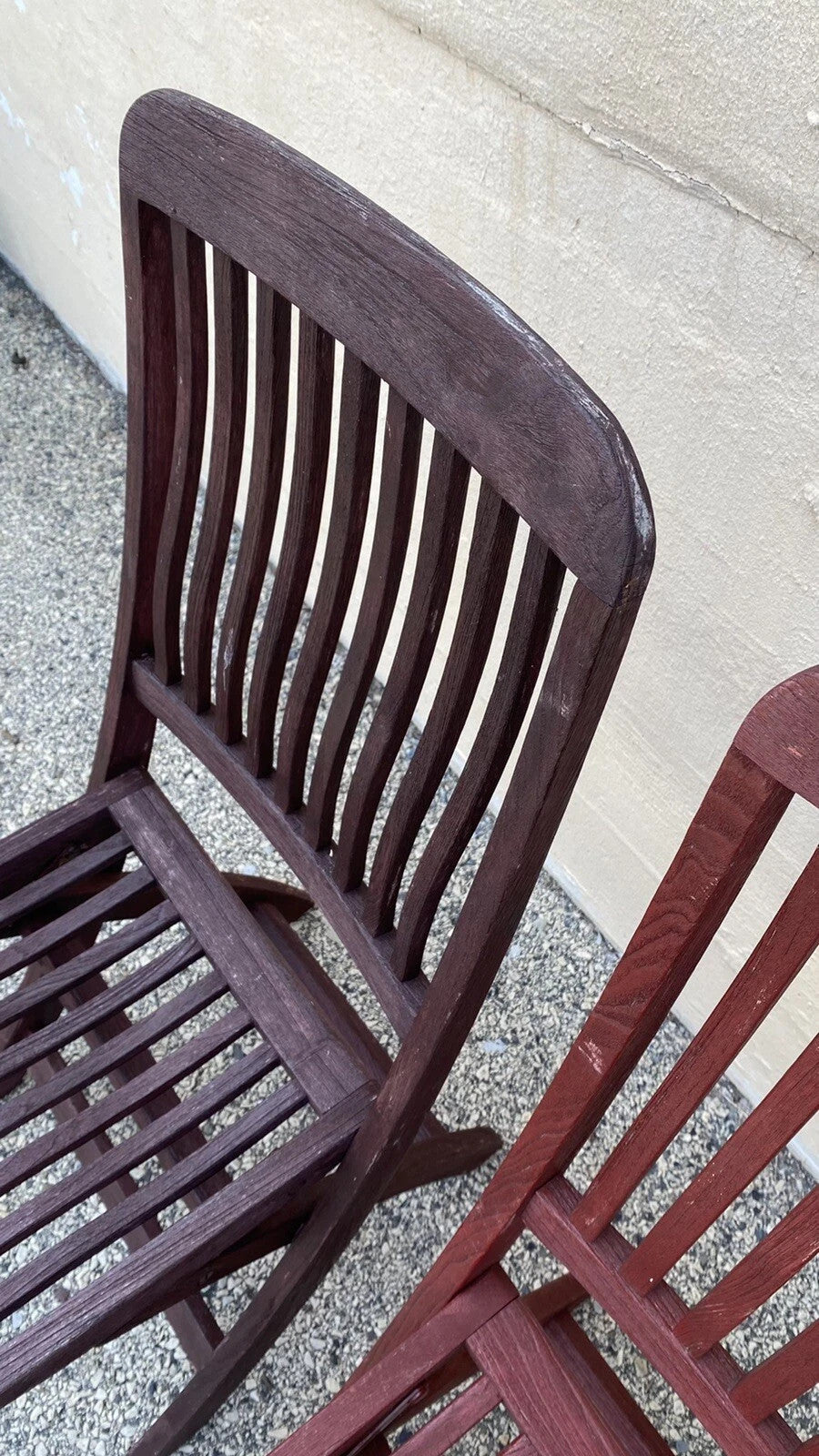 Slatted Teak Wood Garden Patio Folding Chairs by Outdoor Classics - Set of 4