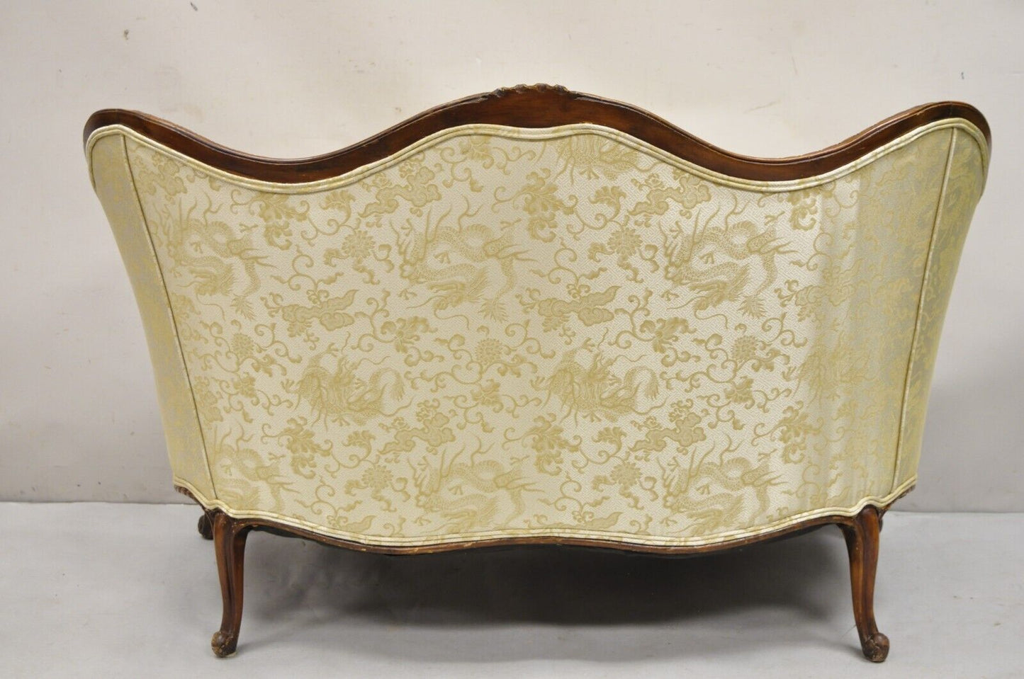Antique French Louis XV Style Carved Walnut Serpentine Settee Sofa Loveseat