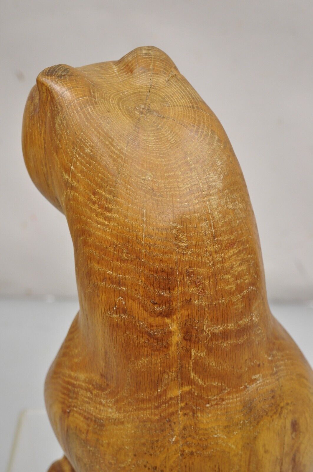 Vintage Mid Century Modern Solid Carved Wood 24" Cat Art Sculpture