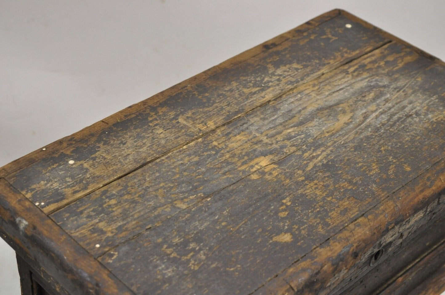 19th Century American Primitive Distressed Solid Wood Machinist Tool Box Storage