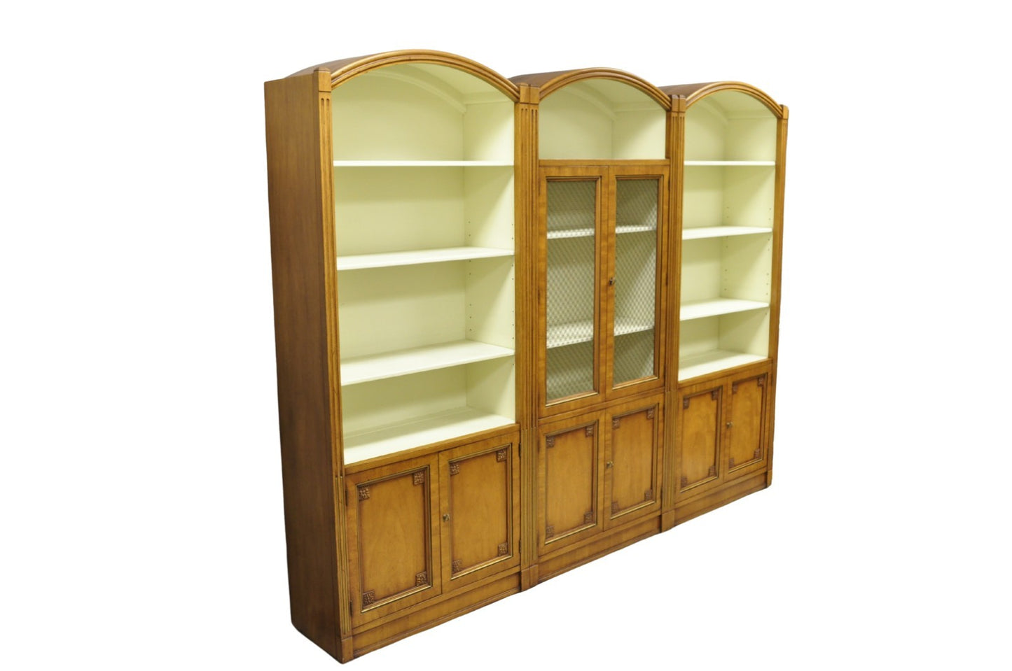 Henredon French Country Provincial Walnut Fruitwood 3 Pc Wall Unit Bookcase