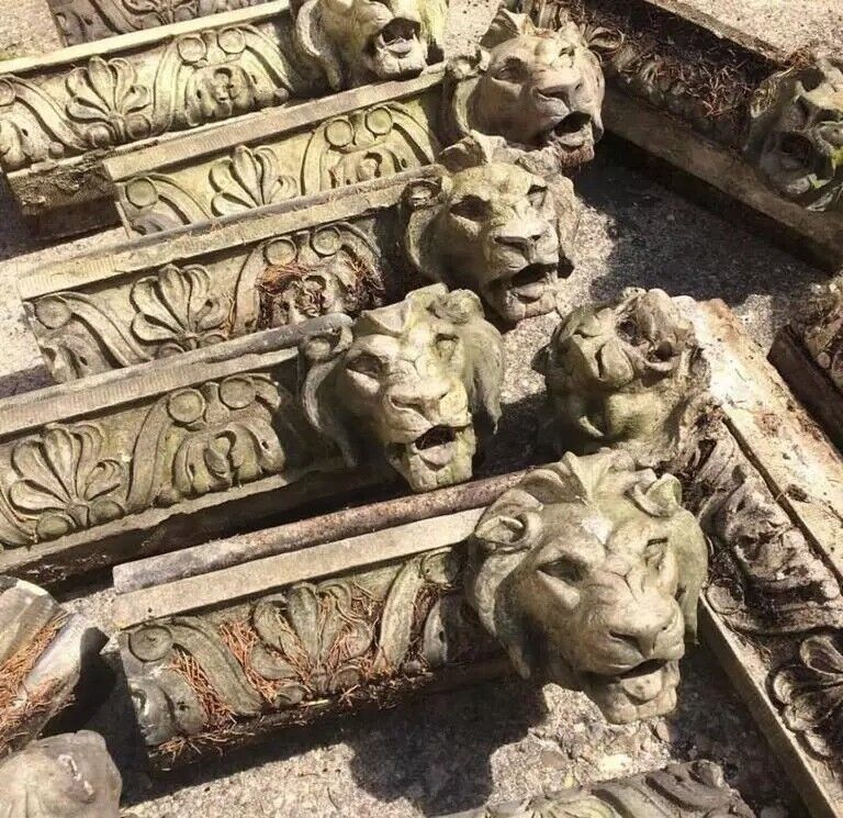 19th C. Terracotta Lion Head Regency Style Building Garden Architectural Element