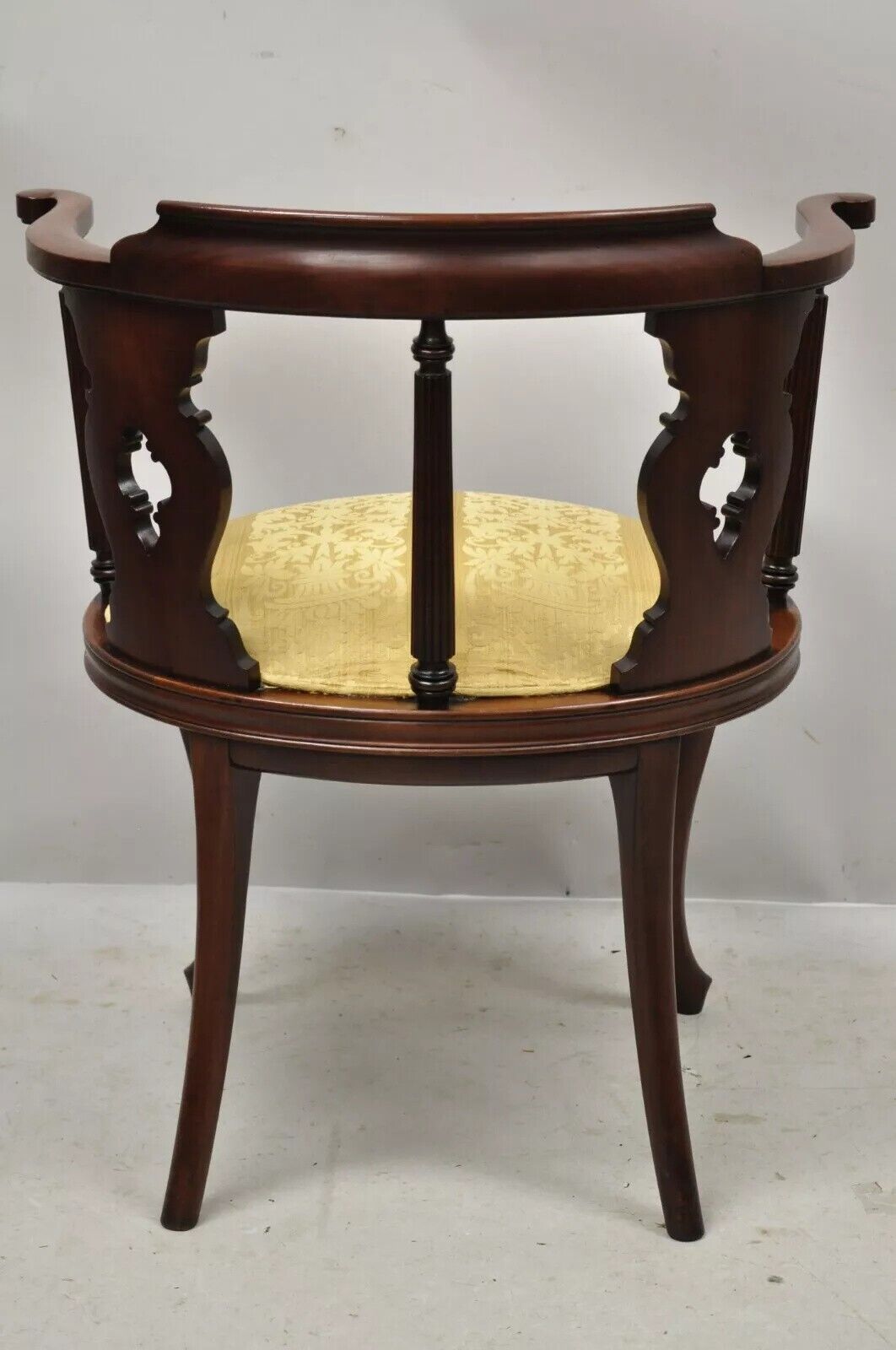 Antique Victorian French Style Mahogany Vanity Accent Side Chair with Round Seat