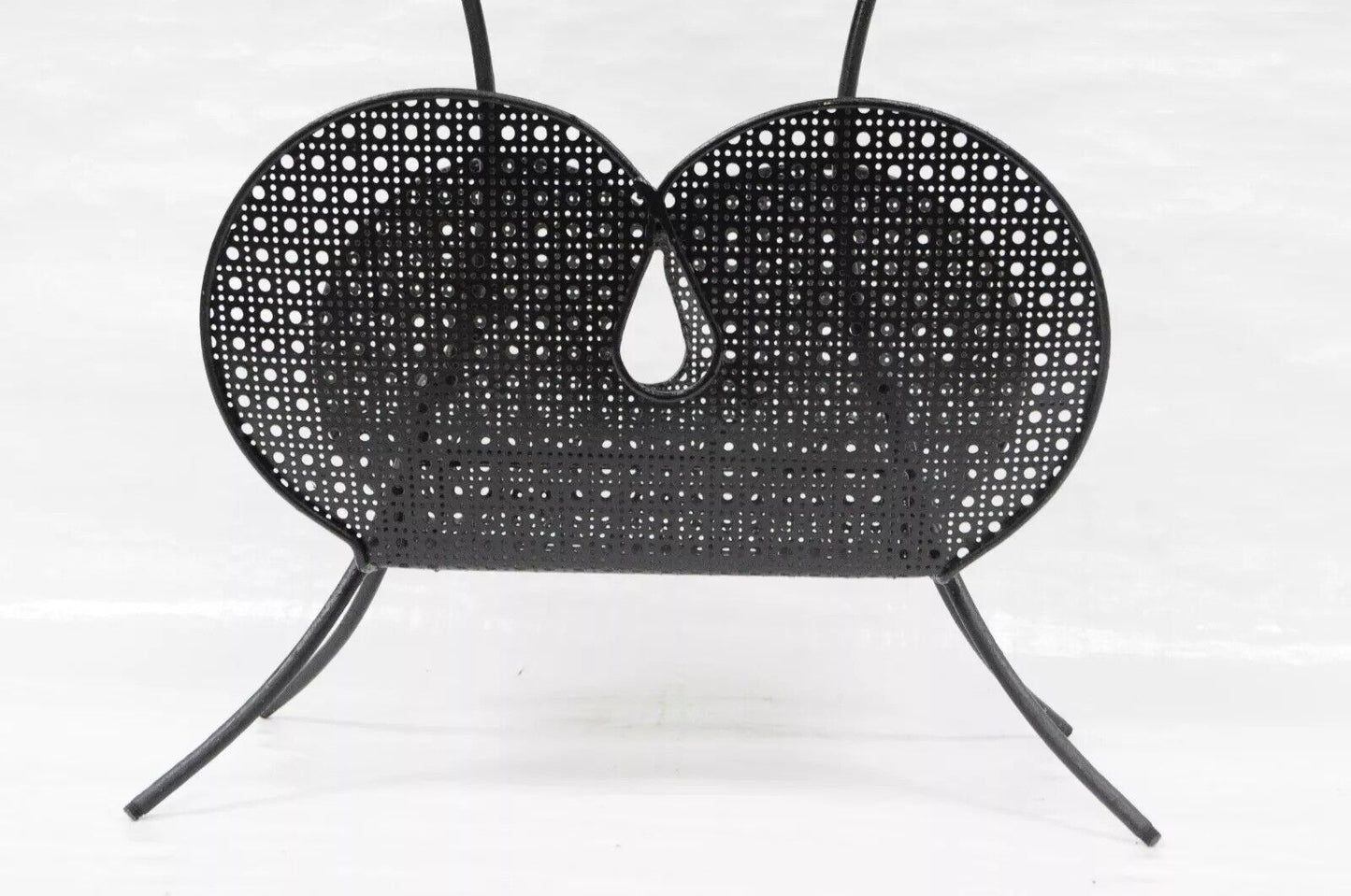 Mathieu Mategot Mid Century Modern Black Hairpin Metal Mesh 2 Tier Magazine Rack