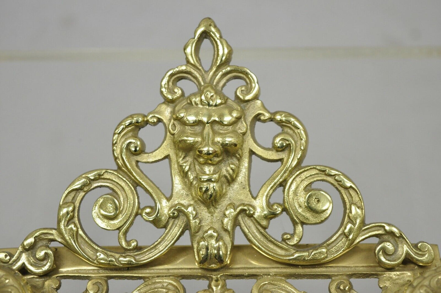 Vintage Brass Lion Head Italian Victorian Empire Double Pen Inkwell