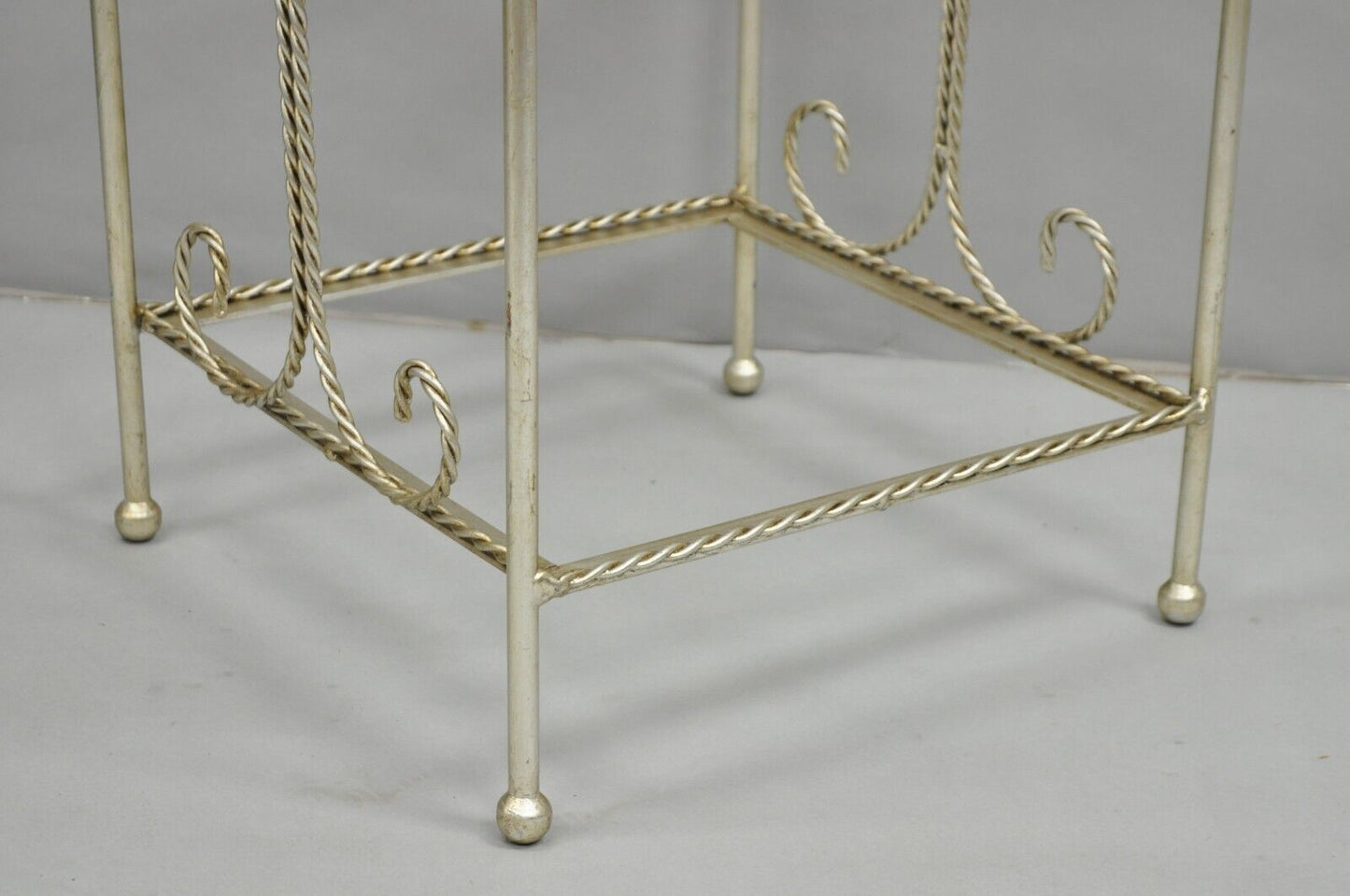 Italian Hollywood Regency Silver Iron Tassel 3 Tier Etagere Towel Rack Stand