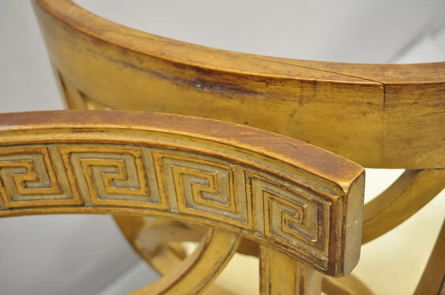 Hollywood Regency Italian Neoclassical Greek Key Painted Dining Chair - Set of 6