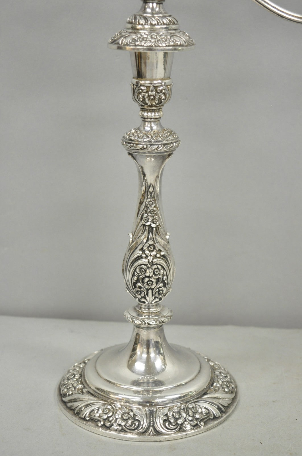 Heritage 1847 Rogers Bros 9416 Silver Plated 3 Arm Ornate Candelabra - a Pair