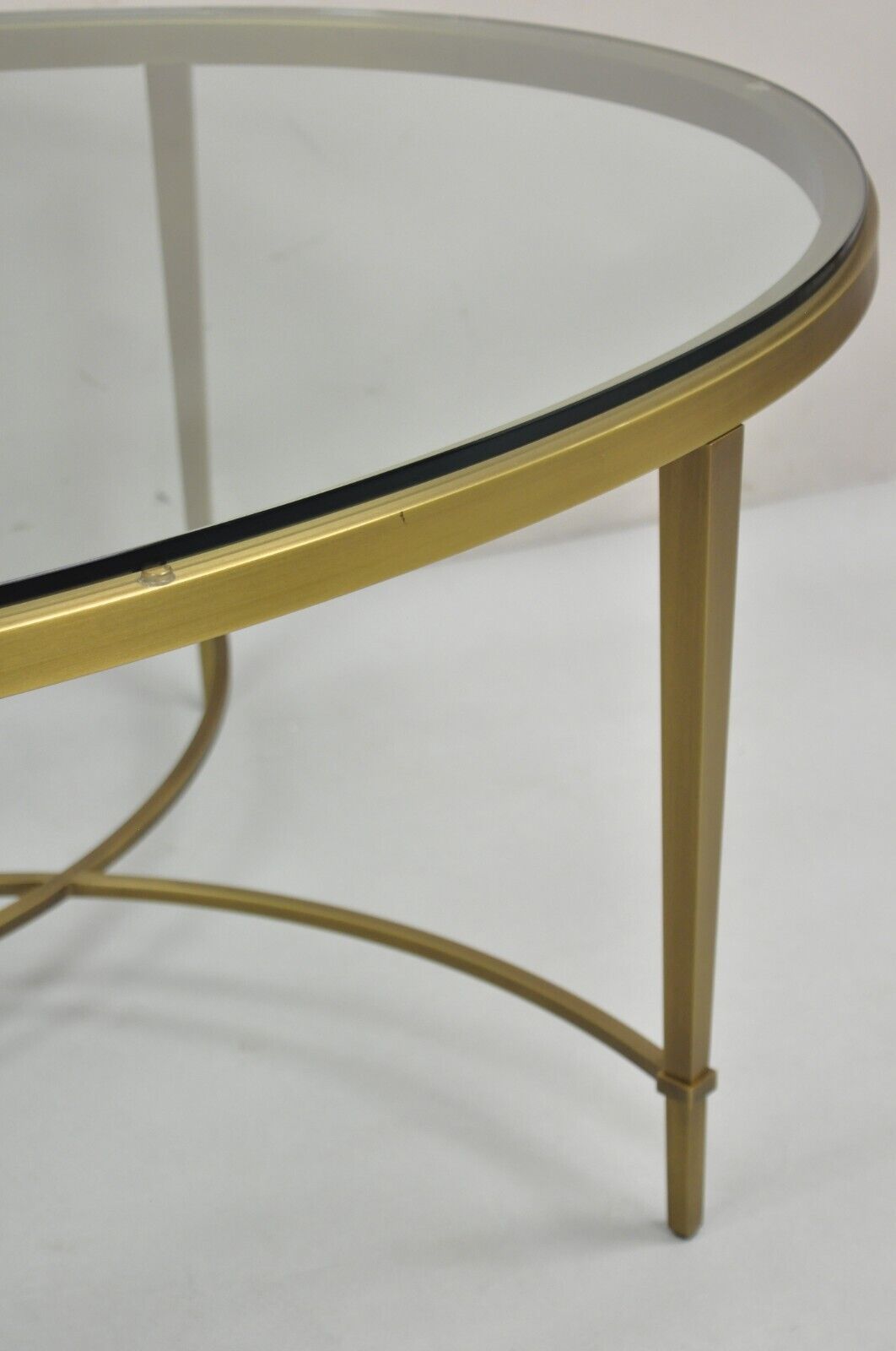 Thomas Pheasant for Baker Modern Oval Glass Top Brass Cocktail Coffee Table