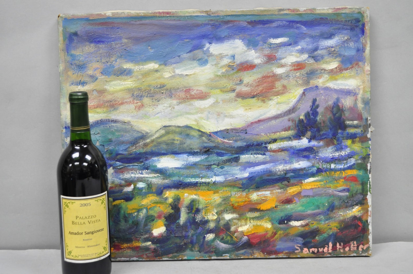 Vintage 1960s Samuel Heller "Mountain Landscape" Oil on Canvas Painting, Signed