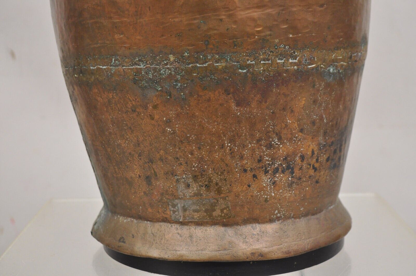Antique Arts & Crafts Large Hand Hammered Copper Metal Twin Handle Milk Jug Lamp