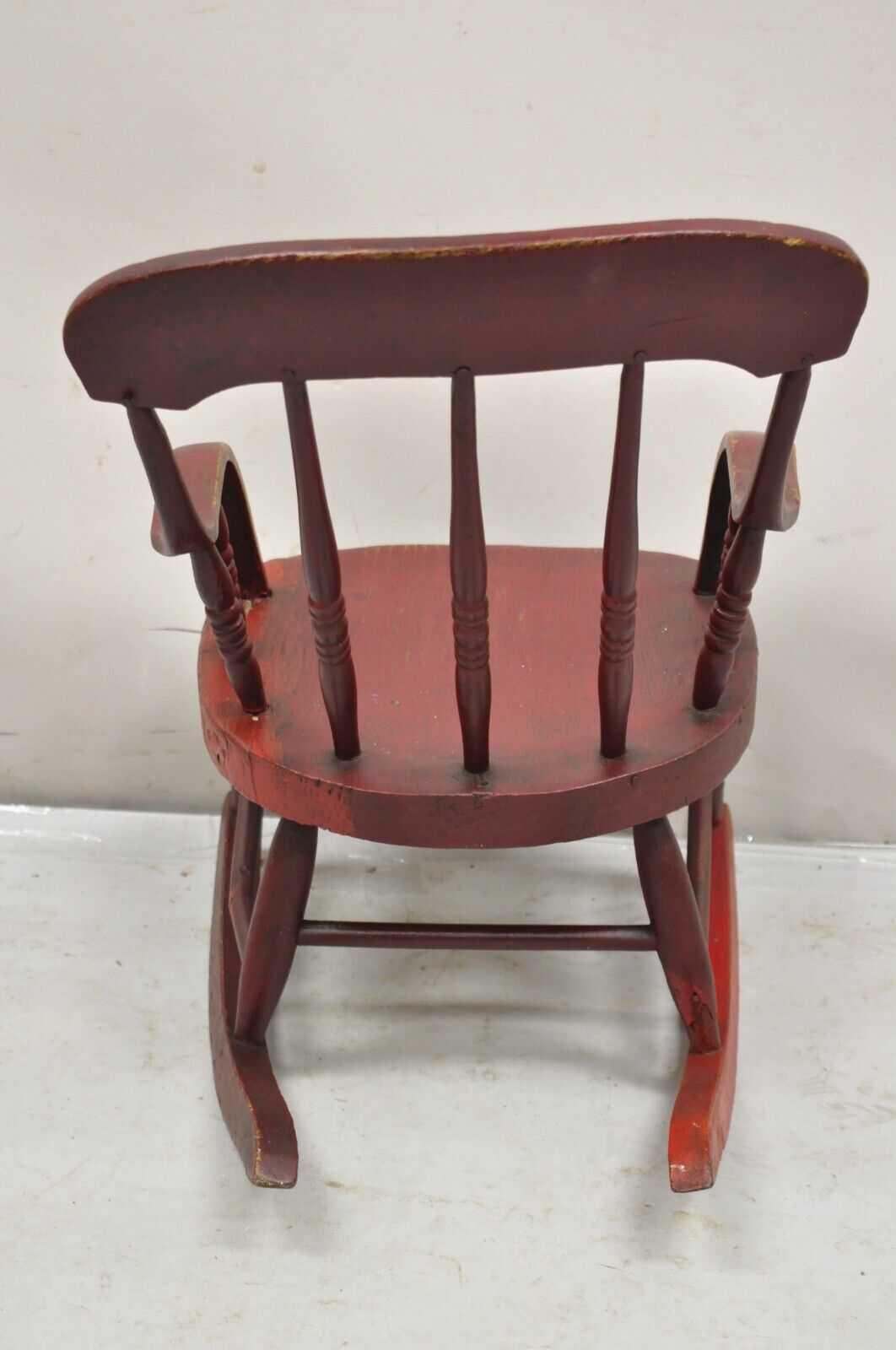 Antique American Primitive Spindle Back Small Child's Rocker Rocking Chair