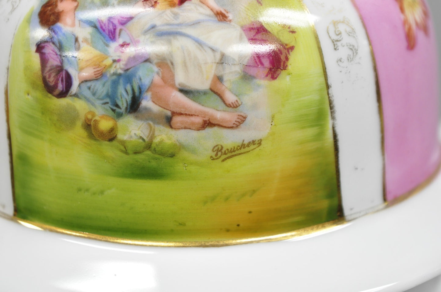 Antique Francois Boucher Victorian Pink Porcelain Lidded Urn or Covered Vase