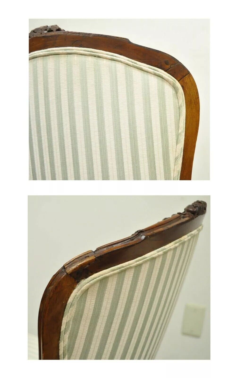 Antique French Victorian Louis XV Style Carved Walnut Side Chairs - a Pair
