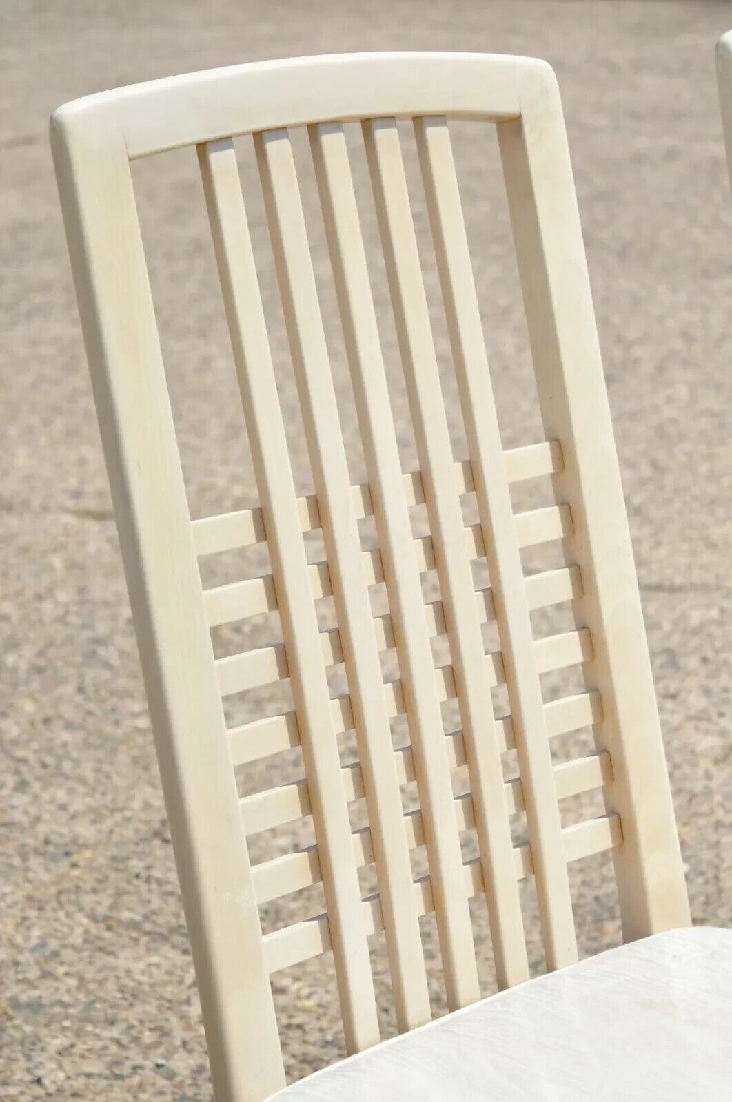 Vintage Postmodern Cream Lacquered Cross Slat Back Dining Side Chairs - Set of 6