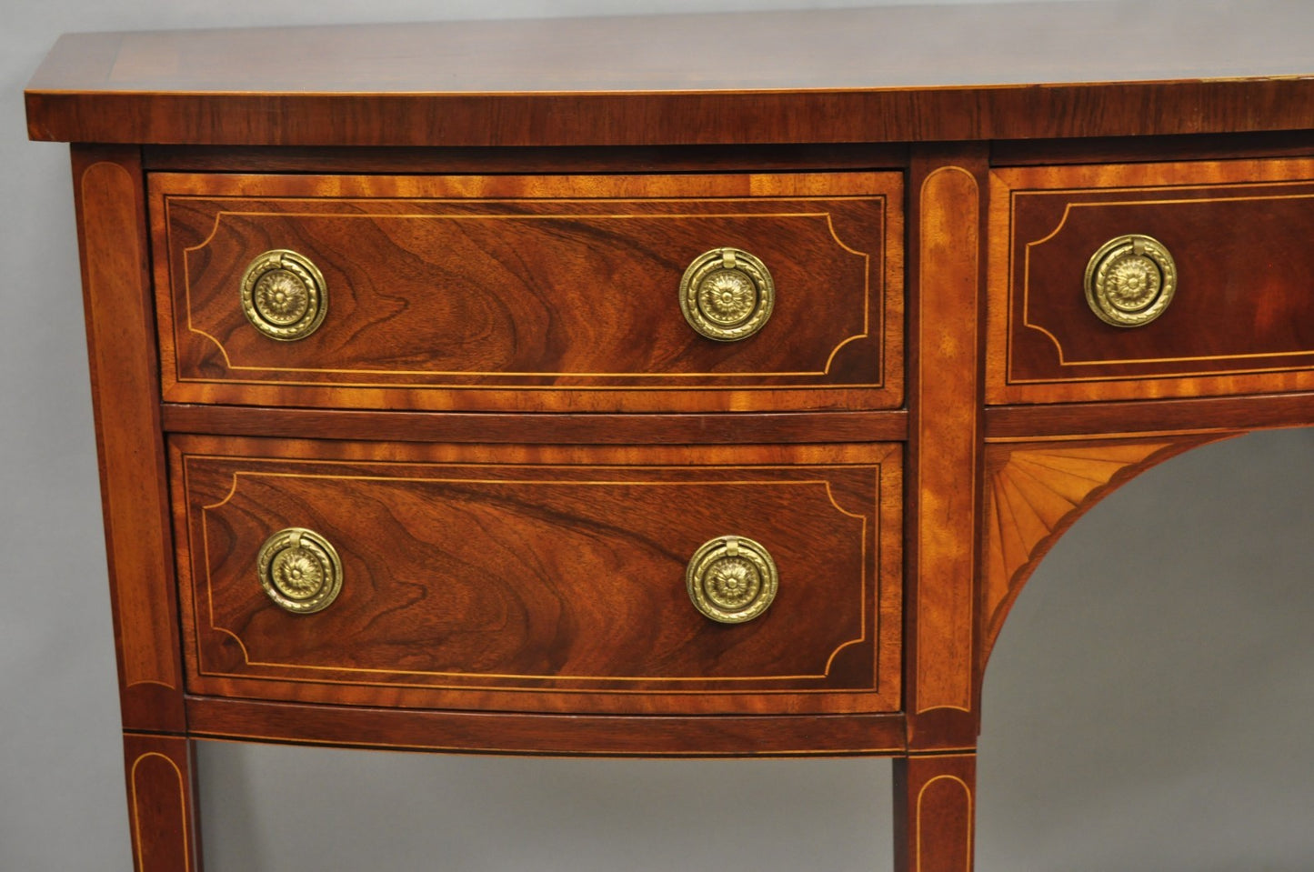 Baker Historic Charleston Mahogany Inlaid Demilune Hepplewhite Sideboard Buffet