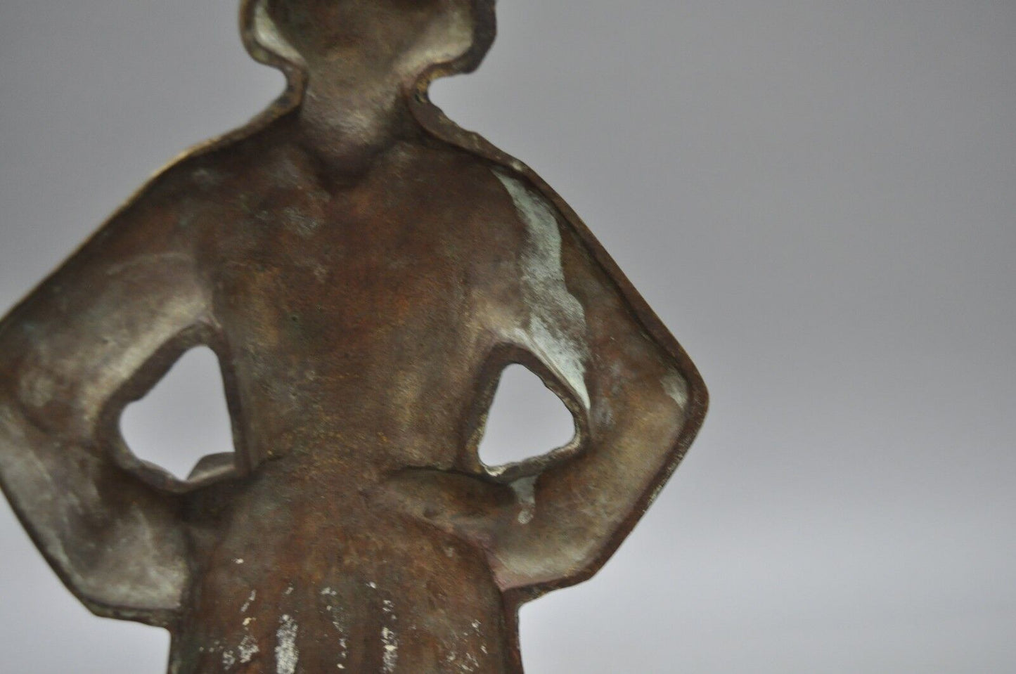Antique Sheffield Dutch Boy and Girl Bronze & Cast Iron Fireplace Andiron - Pair
