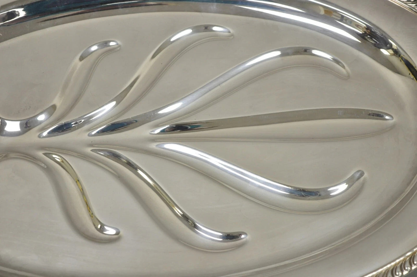 Vintage WM Rogers Regency Style Silver Plated 18" Oval Footed Meat Tray Platter