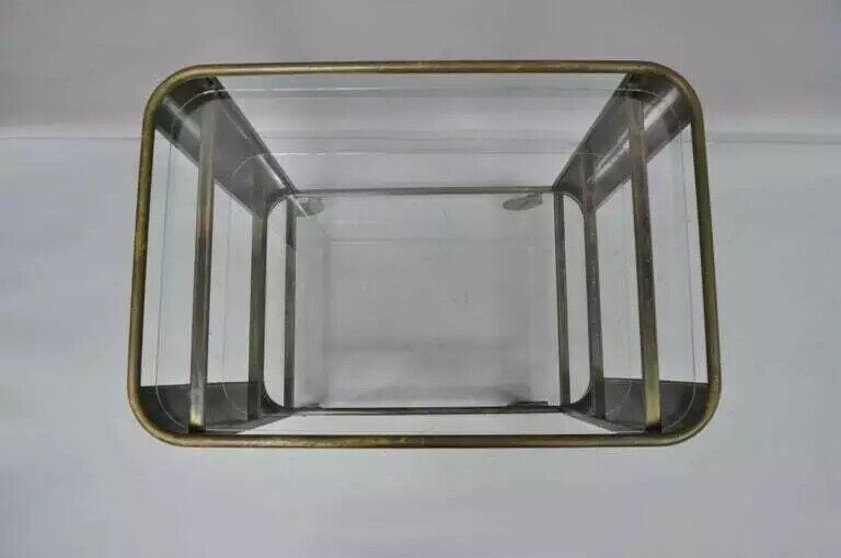 Mid Century Italian Modern Bronze & Glass Modernist Bar Tea Cart Trolley Server