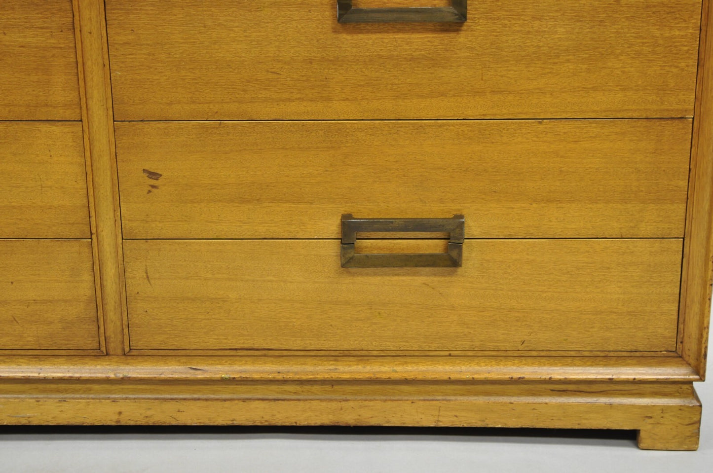 Vintage Mid Century Modern Blonde Mahogany Long Dresser Credenza by Red Lion