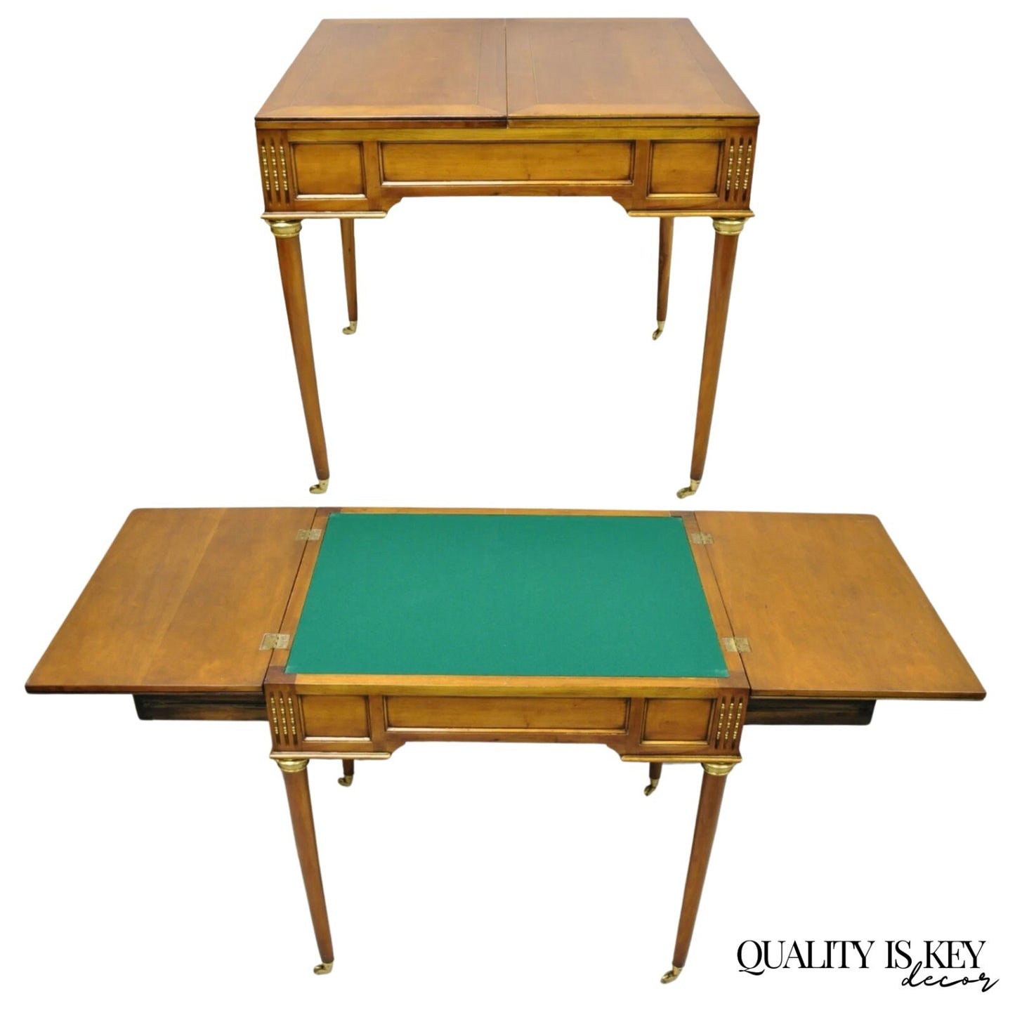 Vintage French Louis XVI Style Cherry Wood Flip Top Backgammon Card Game Table