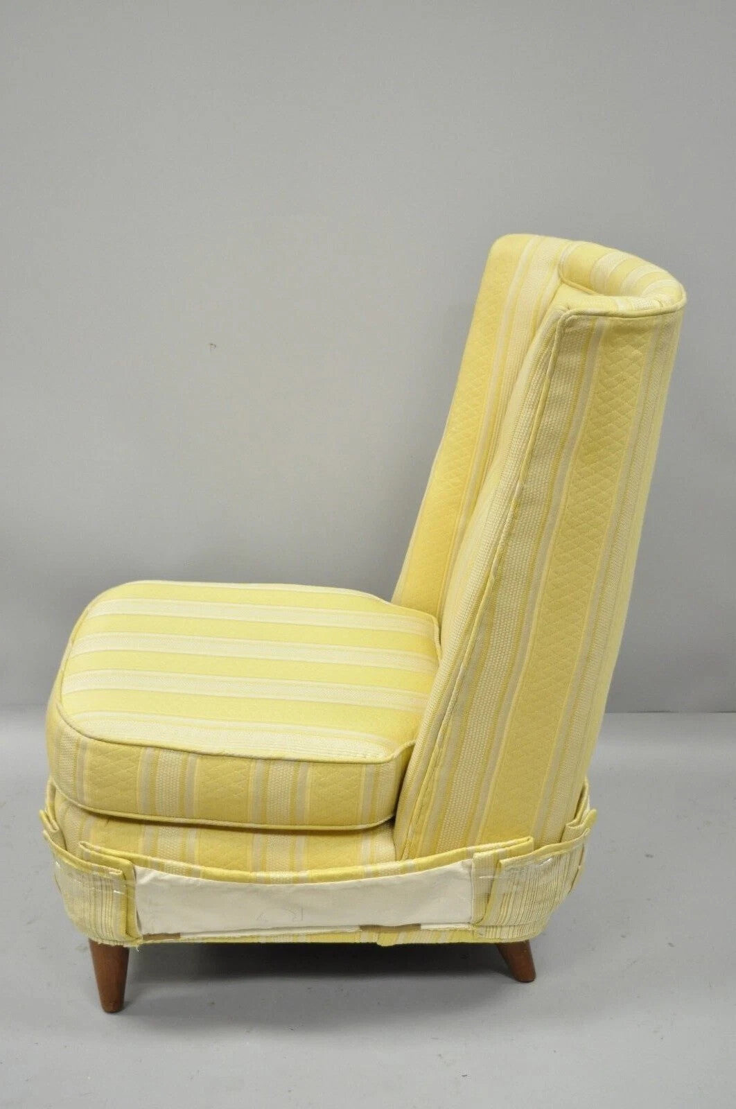 Paul Laszlo Mid Century Modern Upholstered Barrel Wing Back Slipper Lounge Chair