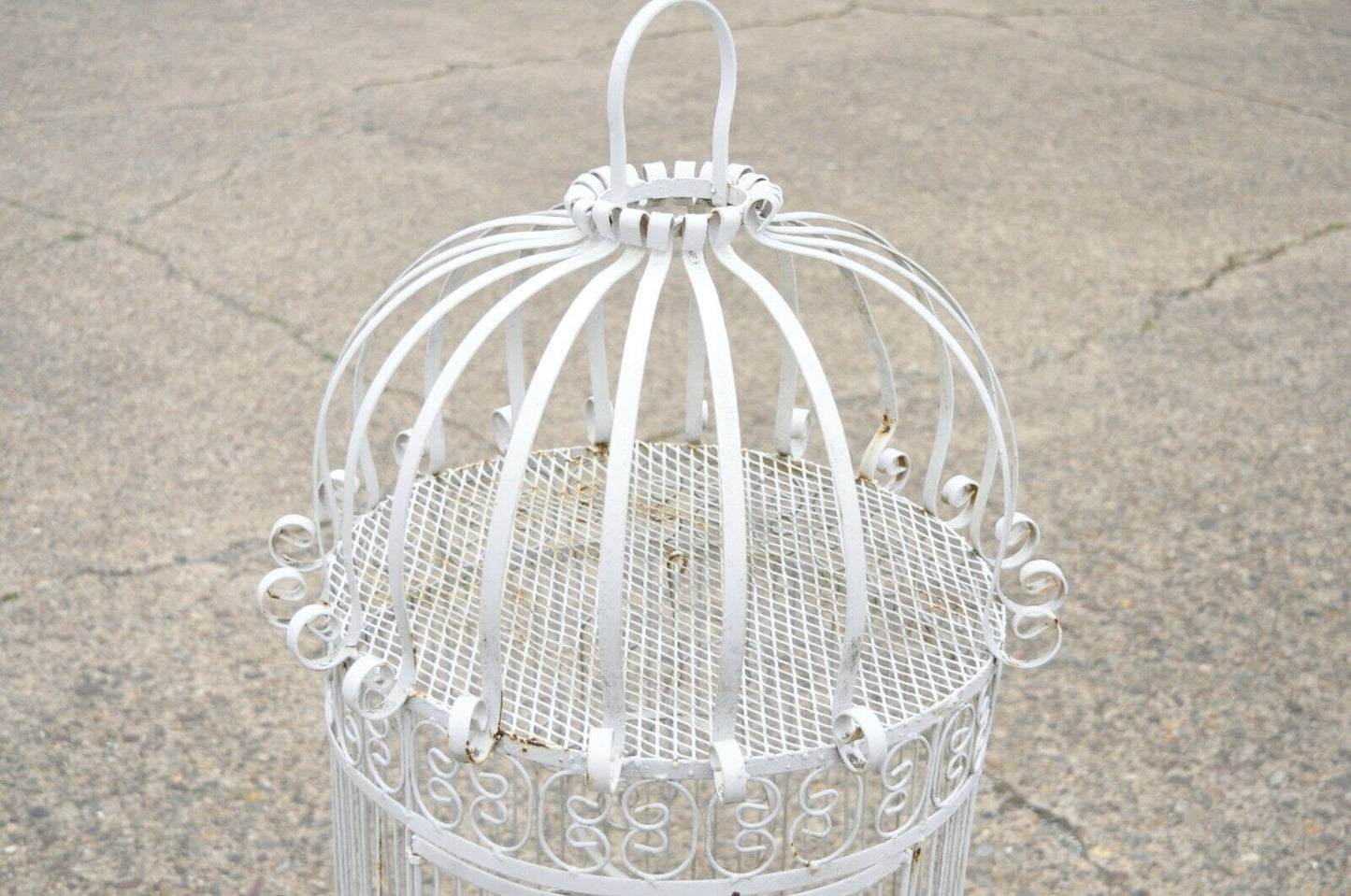 Vintage Wrought Iron Victorian Style Scrolling Wire Metal 58" Garden Birdcage