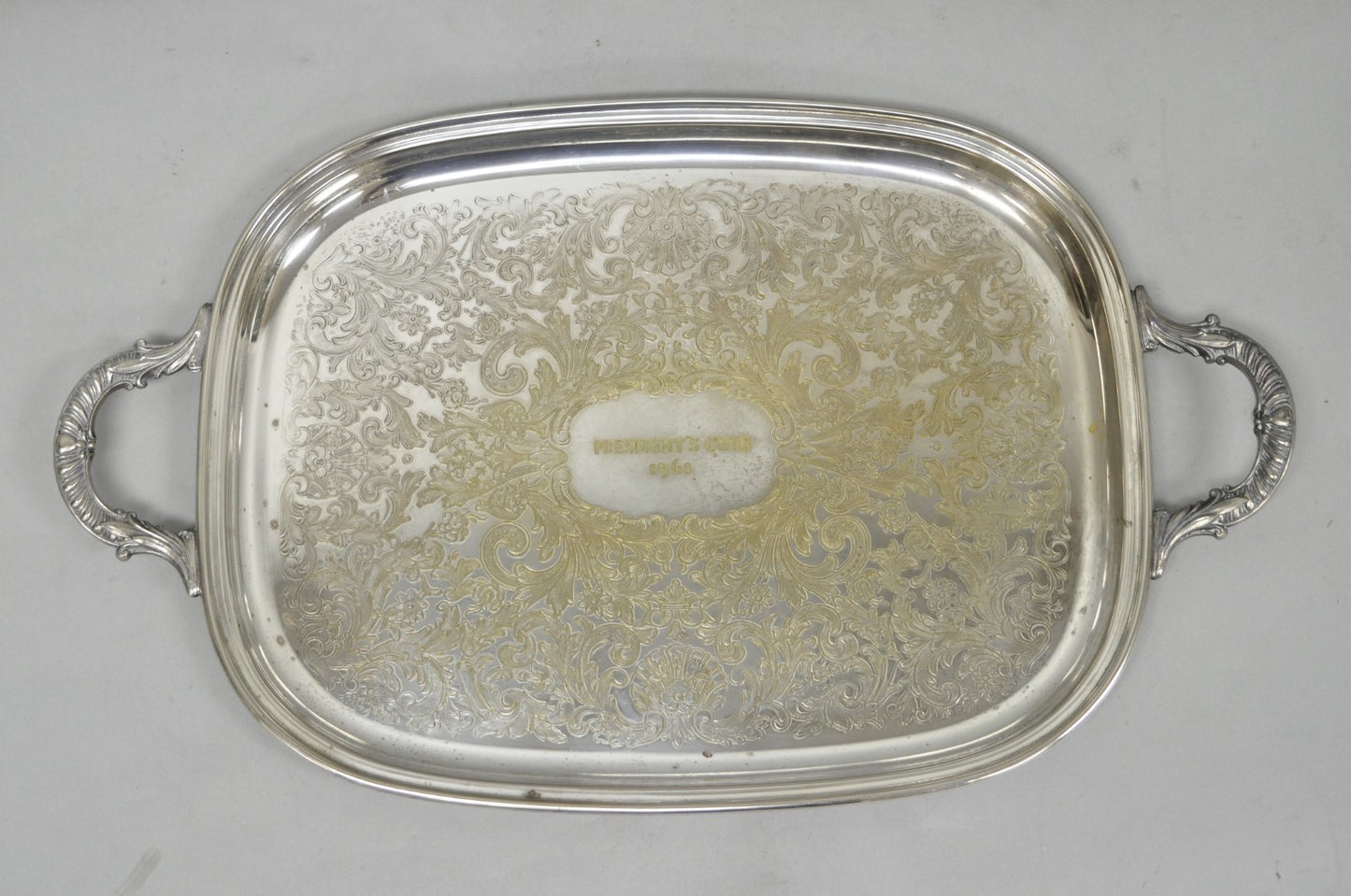 Vintage "President's Club 1961" Silver Plated Award Serving Platter Butlers Tray