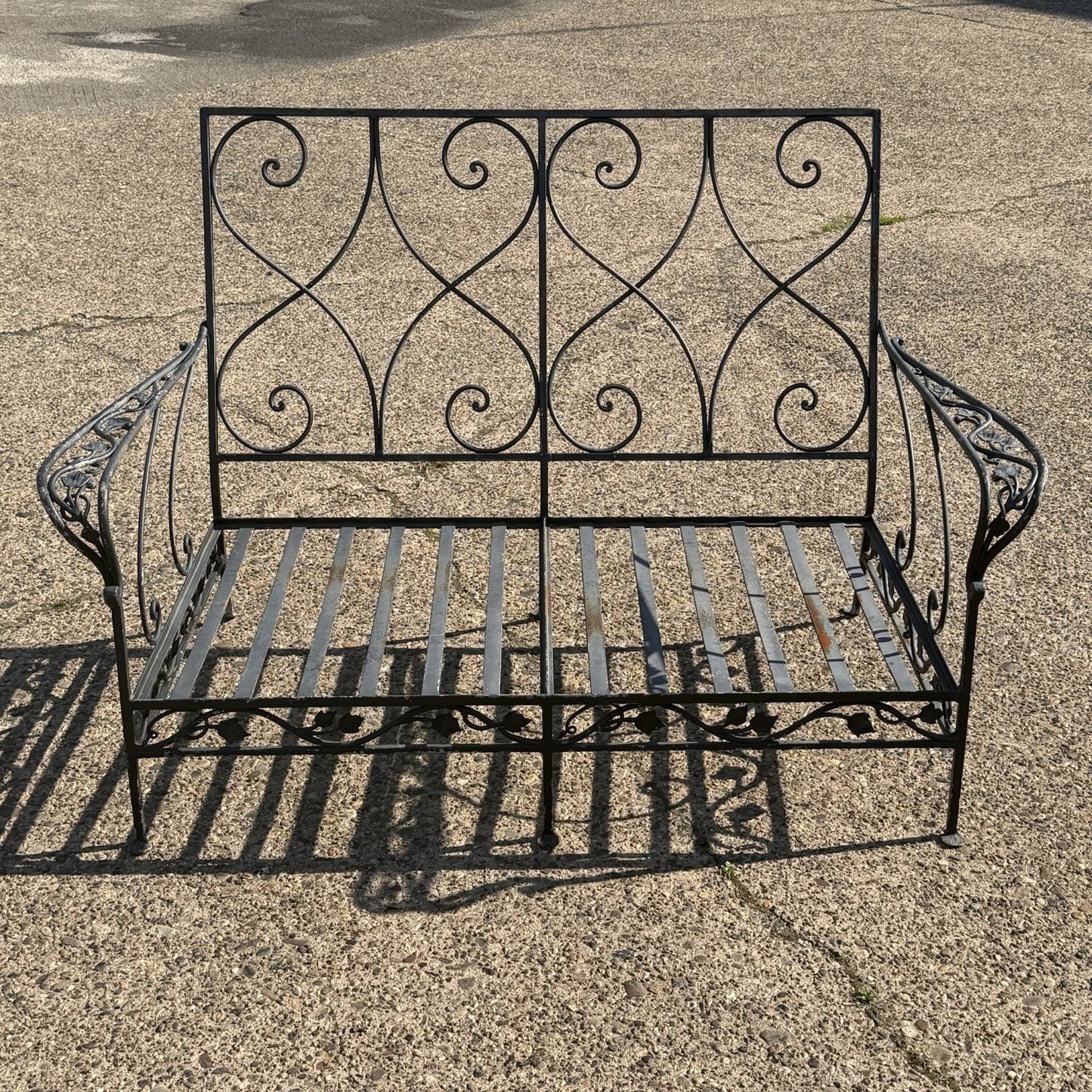Vintage Salterini Style Wrought Iron Settee Loveseat by Florentine Craft Studio